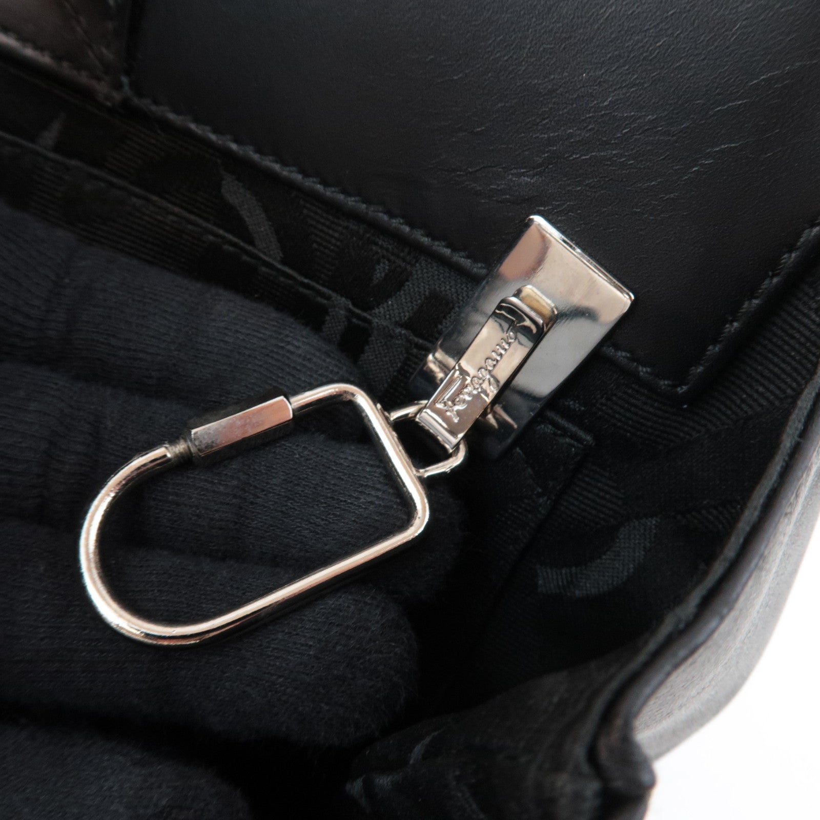 Ferragamo Gancini Tote Bag Leather Black Silver HDW