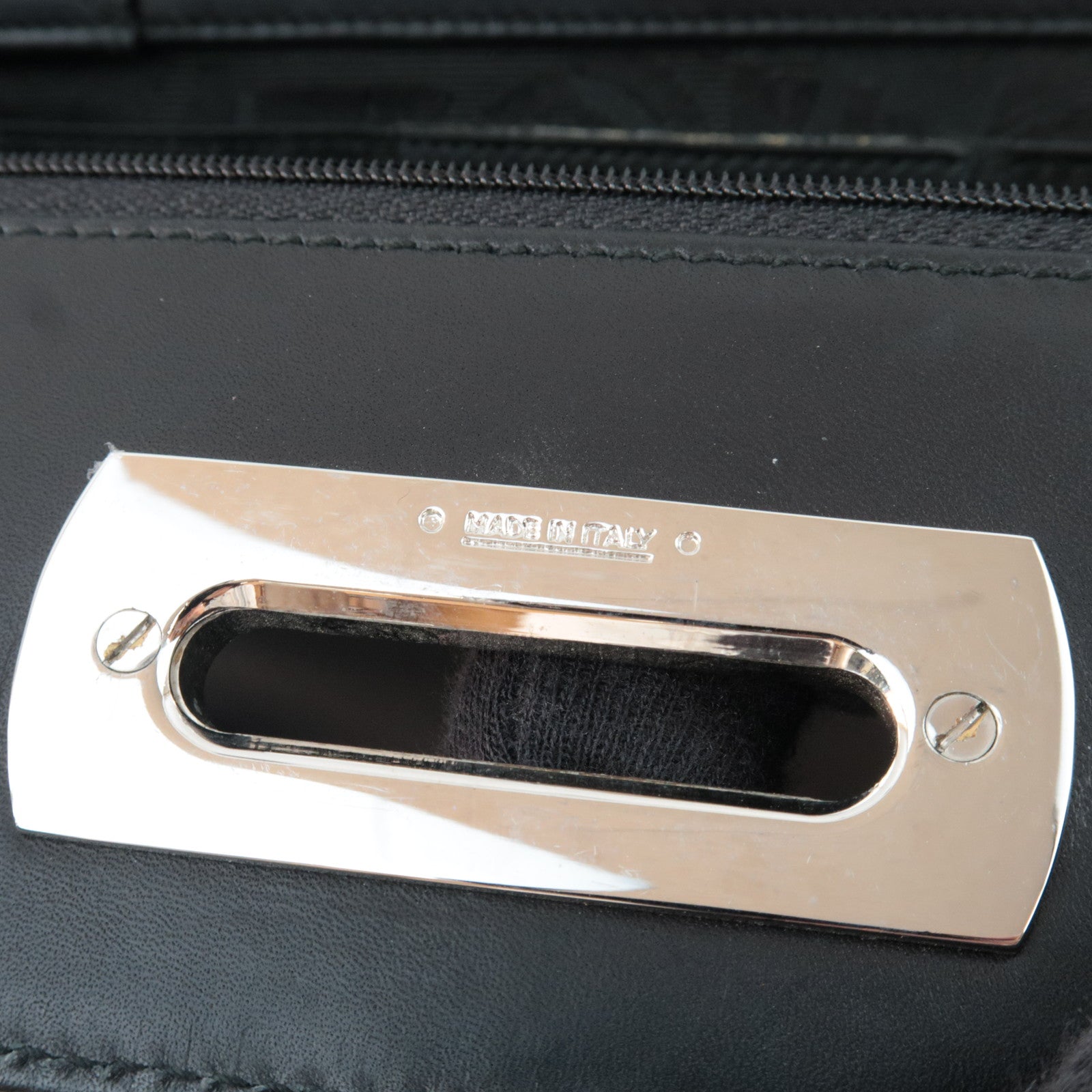 Ferragamo Gancini Tote Bag Leather Black Silver HDW