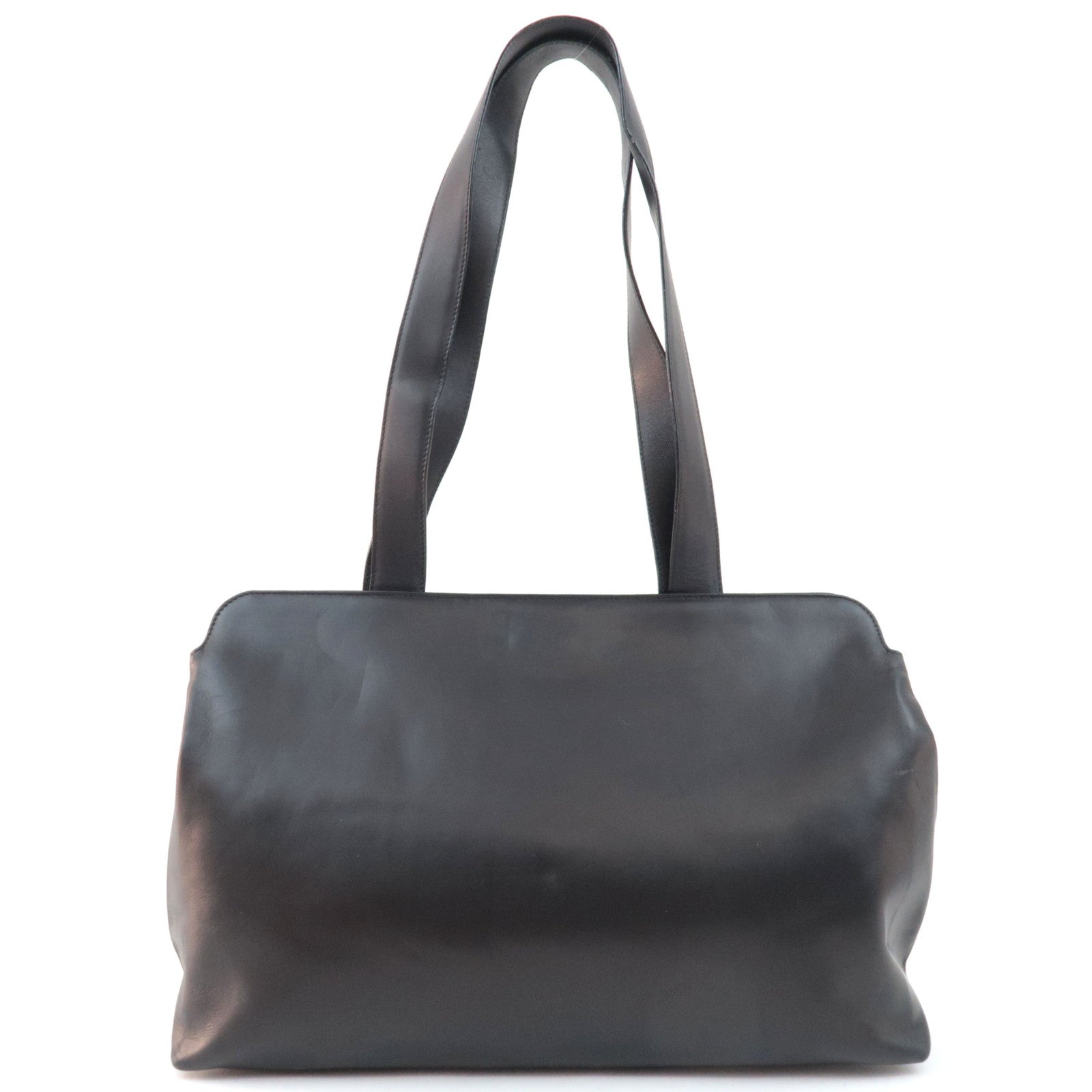 Ferragamo Gancini Tote Bag Leather Black Silver HDW