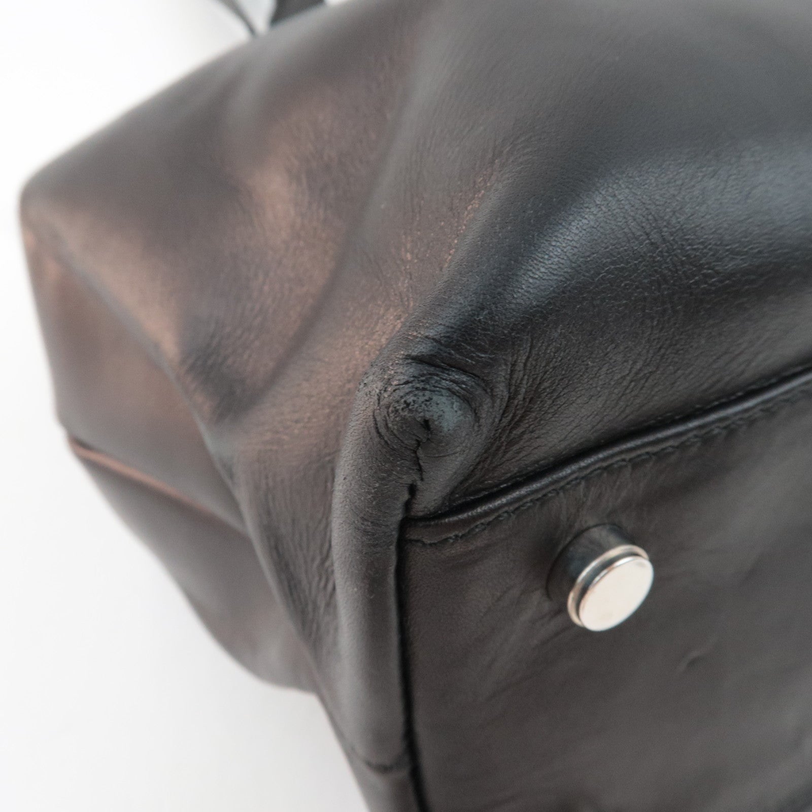 Ferragamo Gancini Tote Bag Leather Black Silver HDW