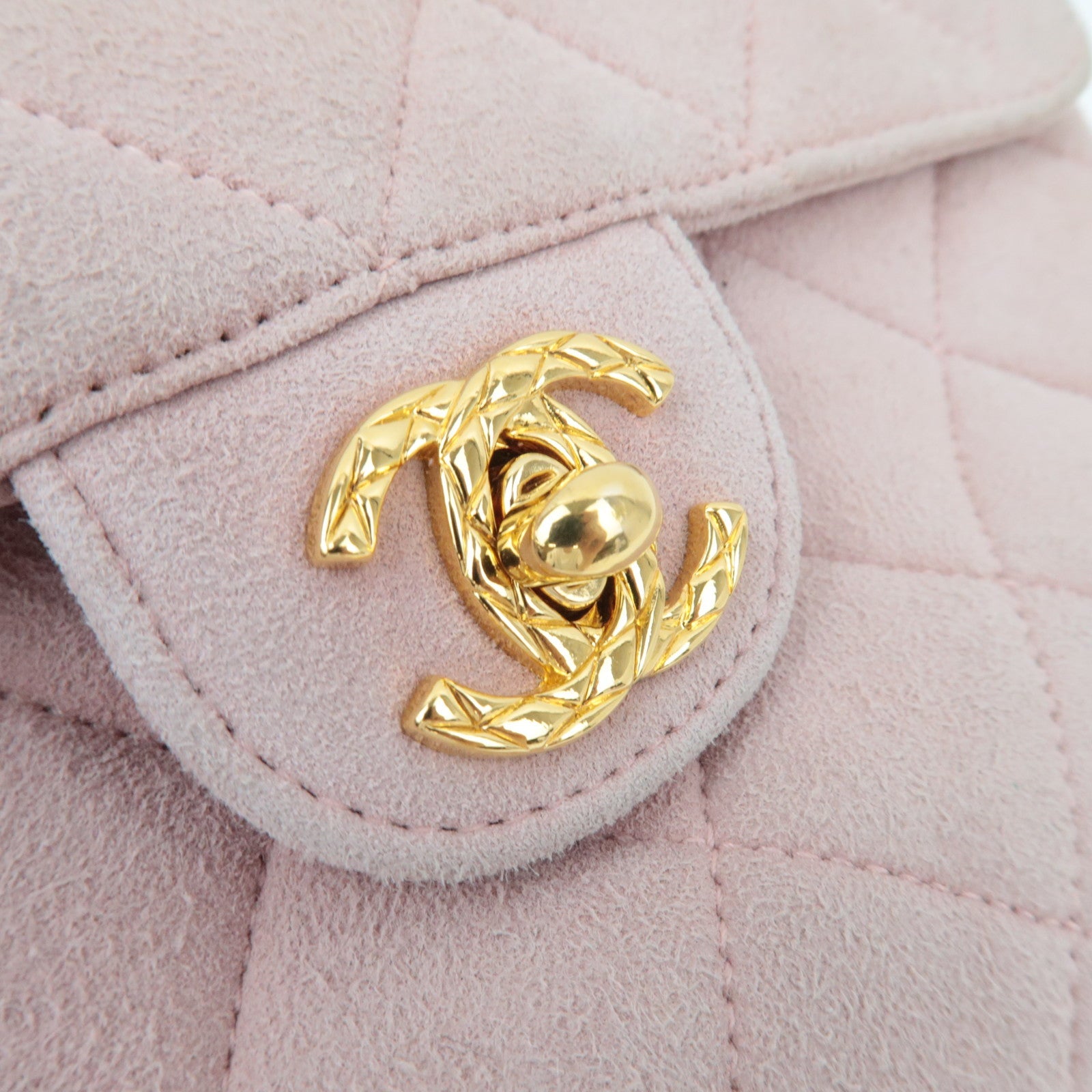 CHANEL Matelasse Fringe Chain Shoulder Bag Suede Pink Gold HDW