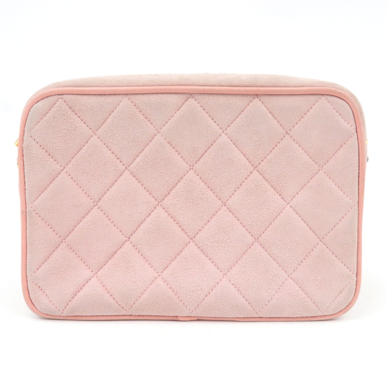 CHANEL Matelasse Fringe Chain Shoulder Bag Suede Pink Gold HDW