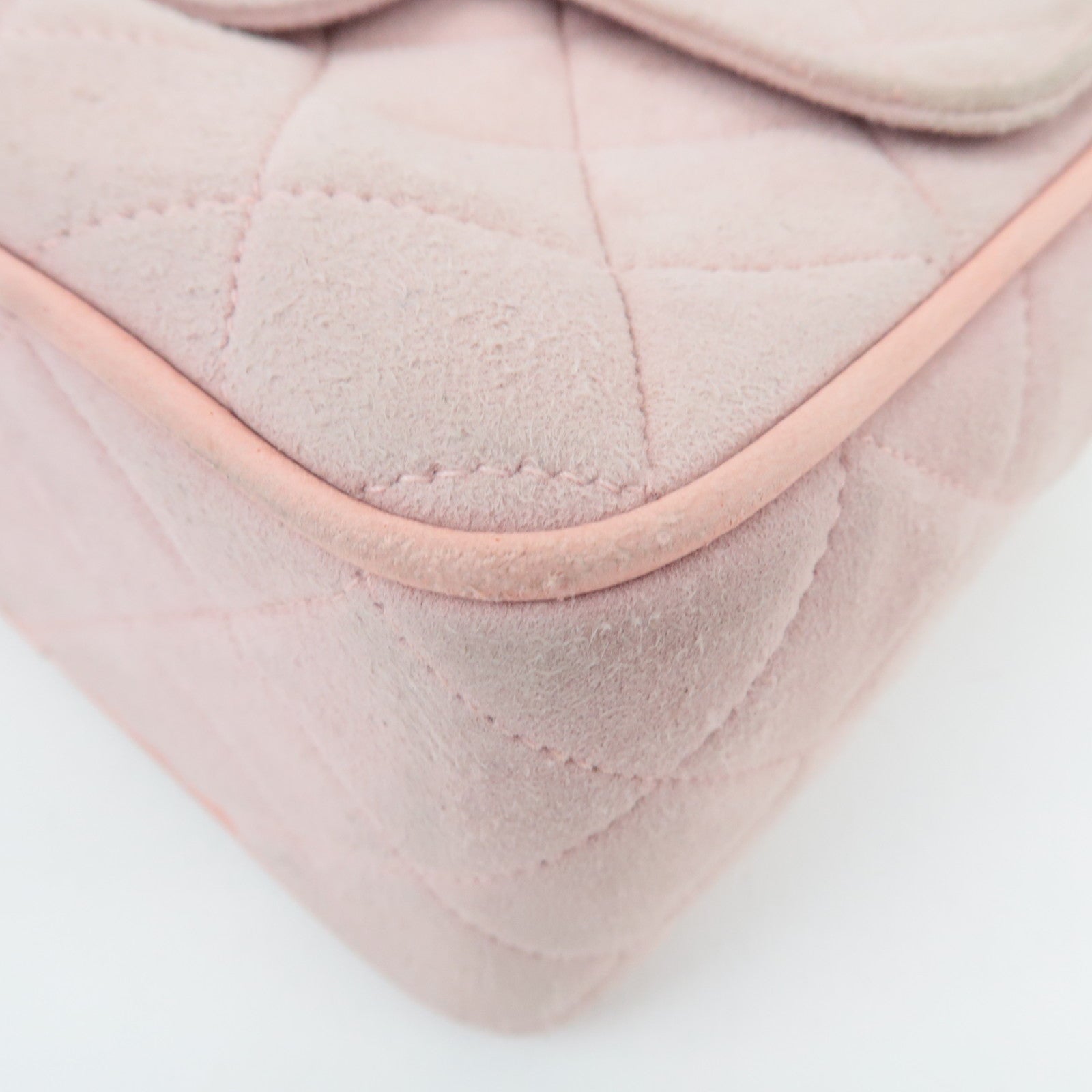 CHANEL Matelasse Fringe Chain Shoulder Bag Suede Pink Gold HDW