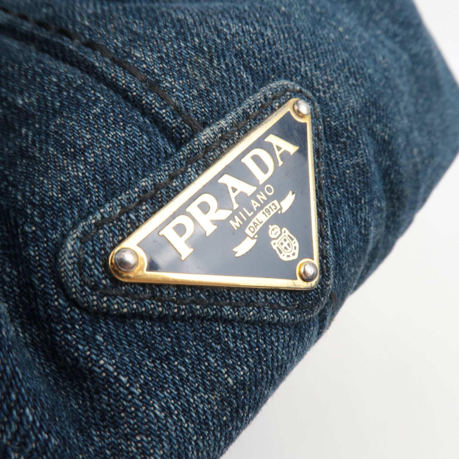 PRADA Canapa Tote Bag Denim Navy B1877B *G card