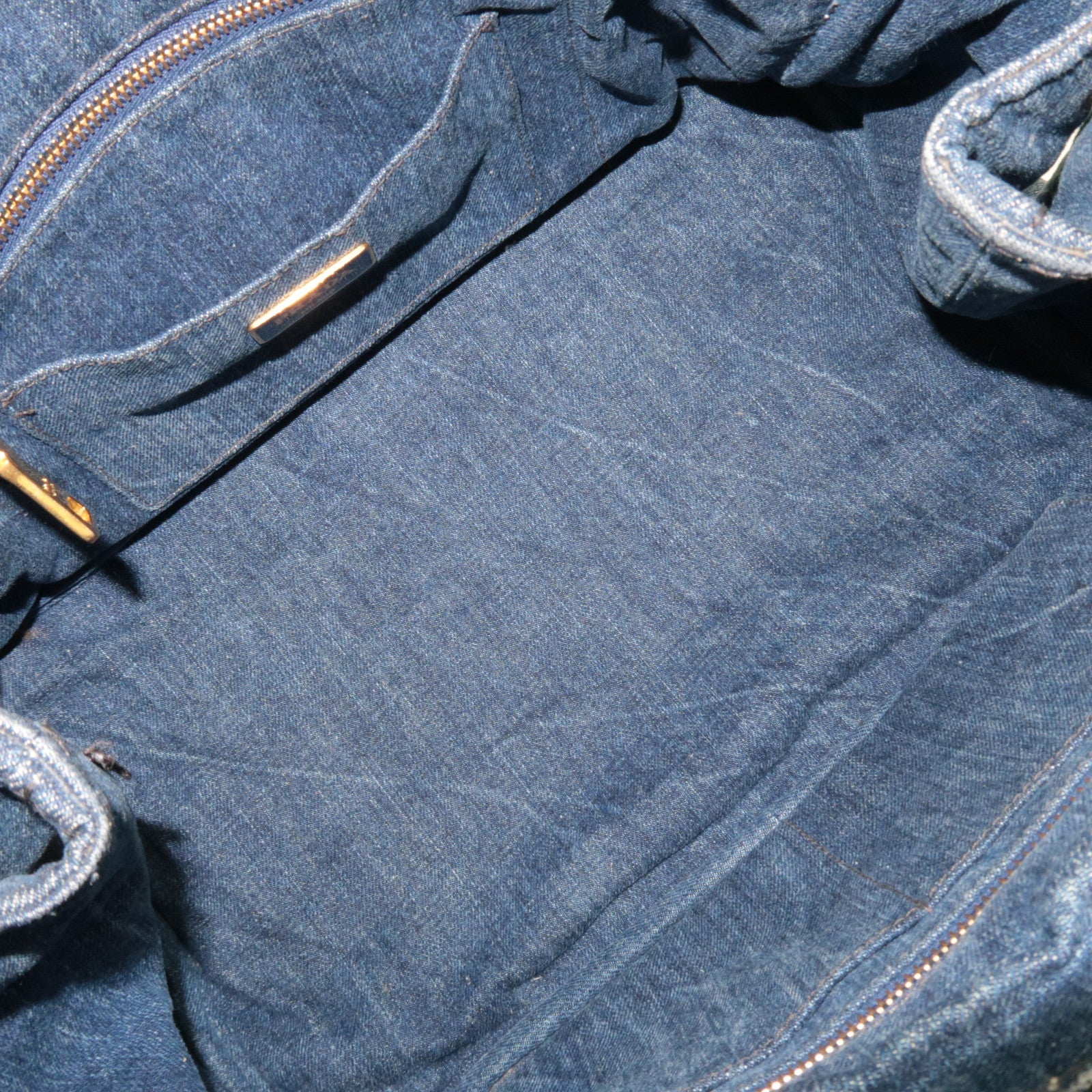 PRADA Canapa Tote Bag Denim Navy B1877B *G card