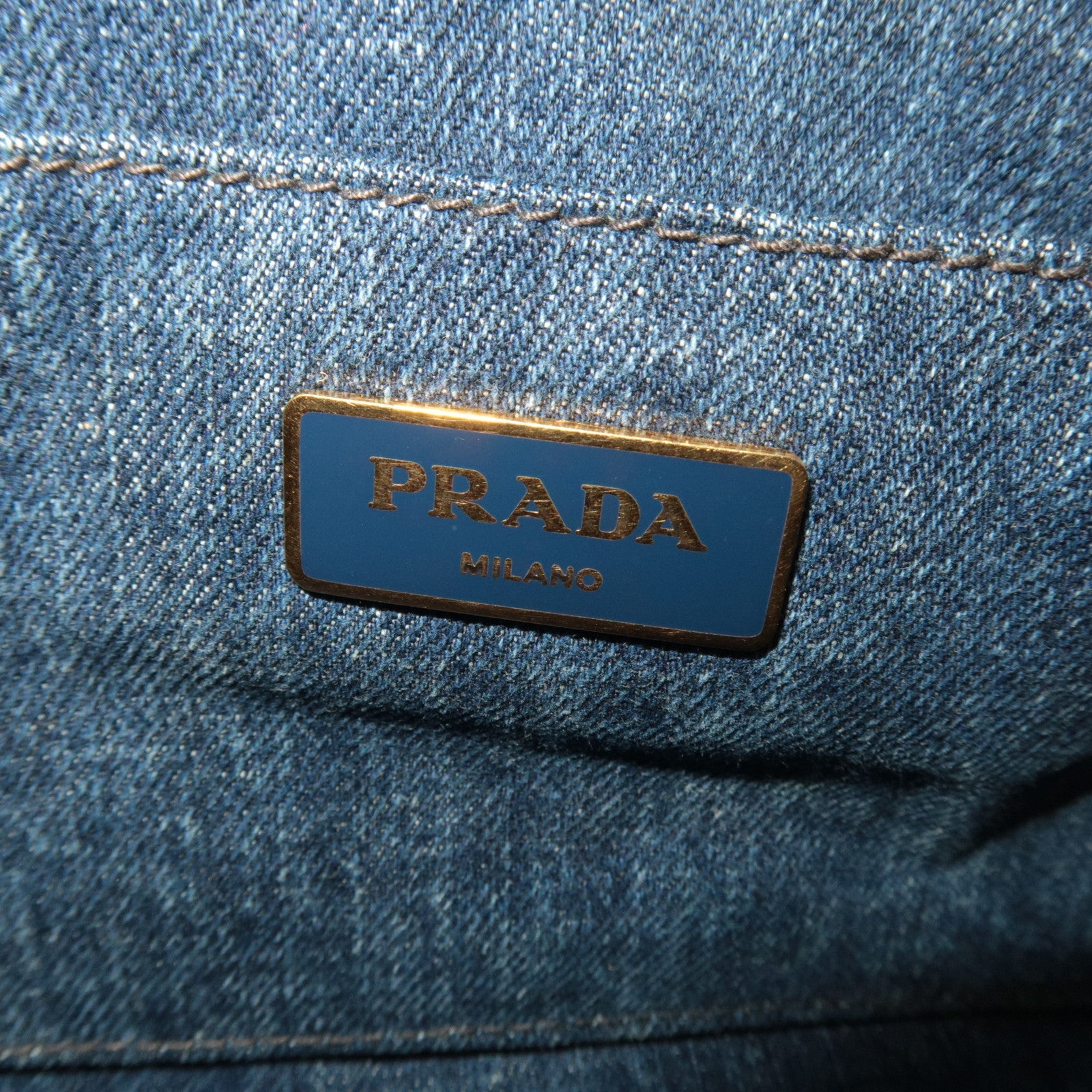 PRADA Canapa Tote Bag Denim Navy B1877B *G card
