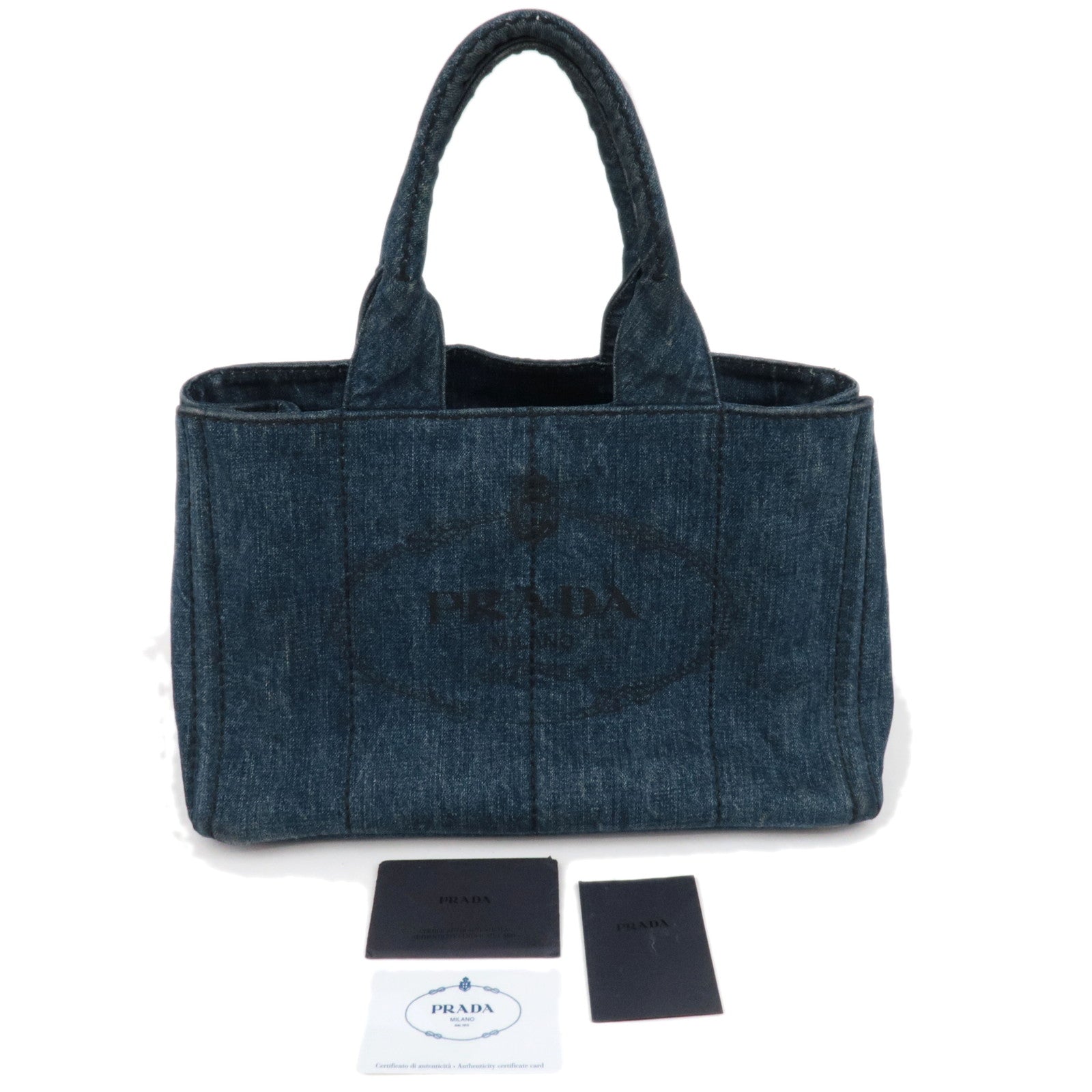 PRADA Canapa Tote Bag Denim Navy B1877B *G card