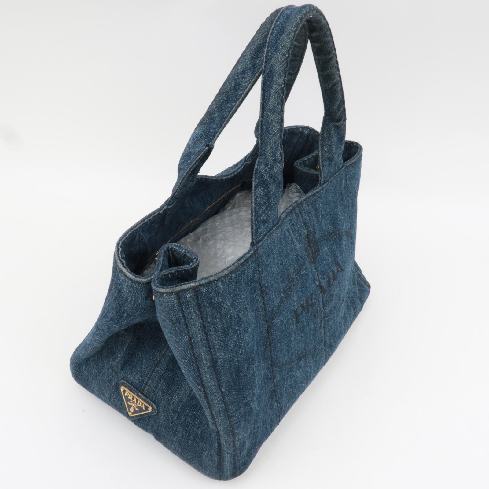 PRADA Canapa Tote Bag Denim Navy B1877B *G card