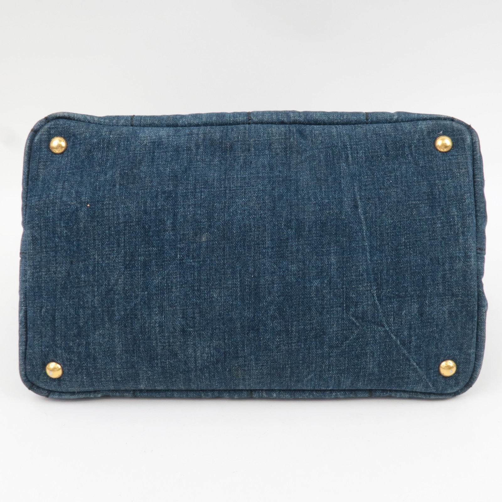 PRADA Canapa Tote Bag Denim Navy B1877B *G card