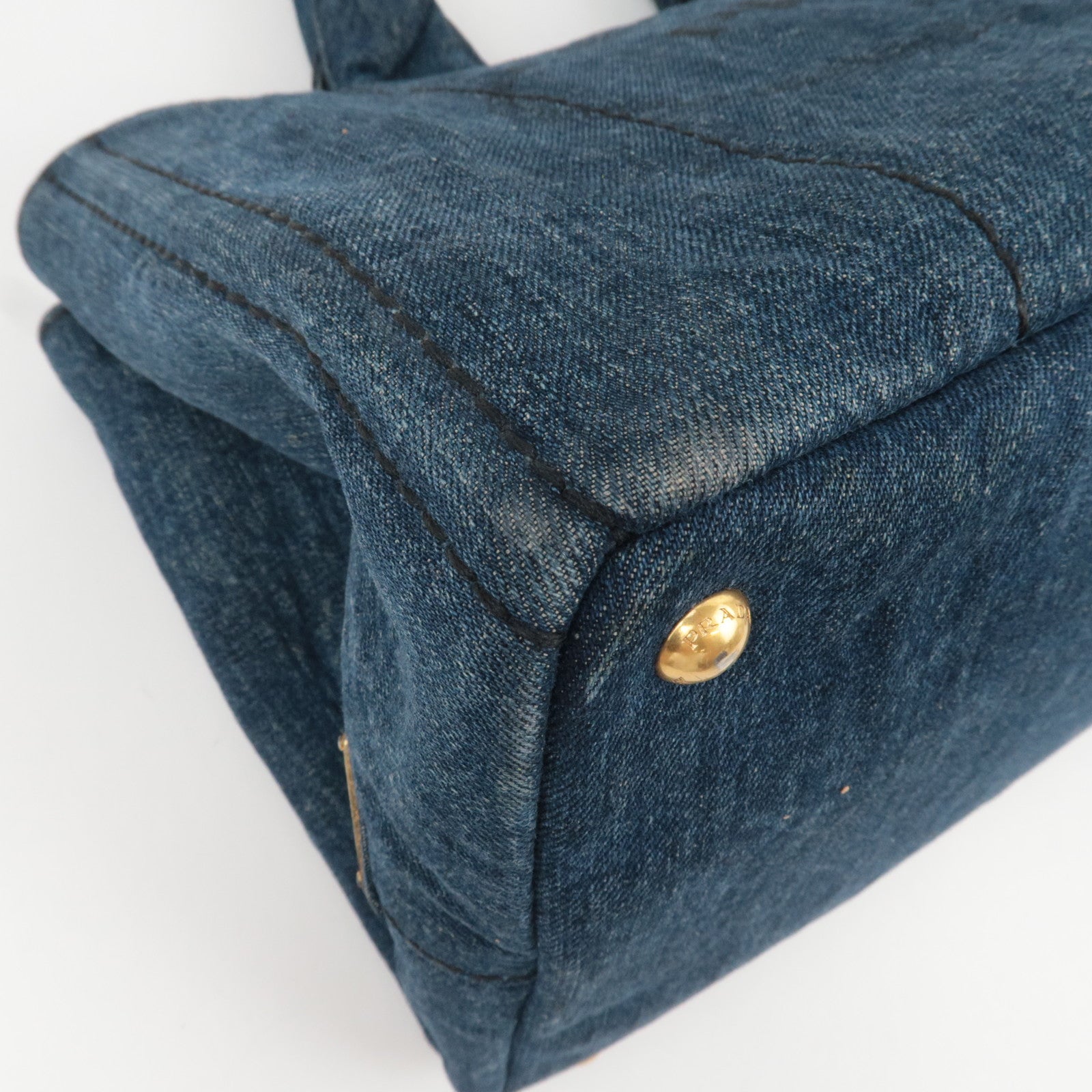 PRADA Canapa Tote Bag Denim Navy B1877B *G card