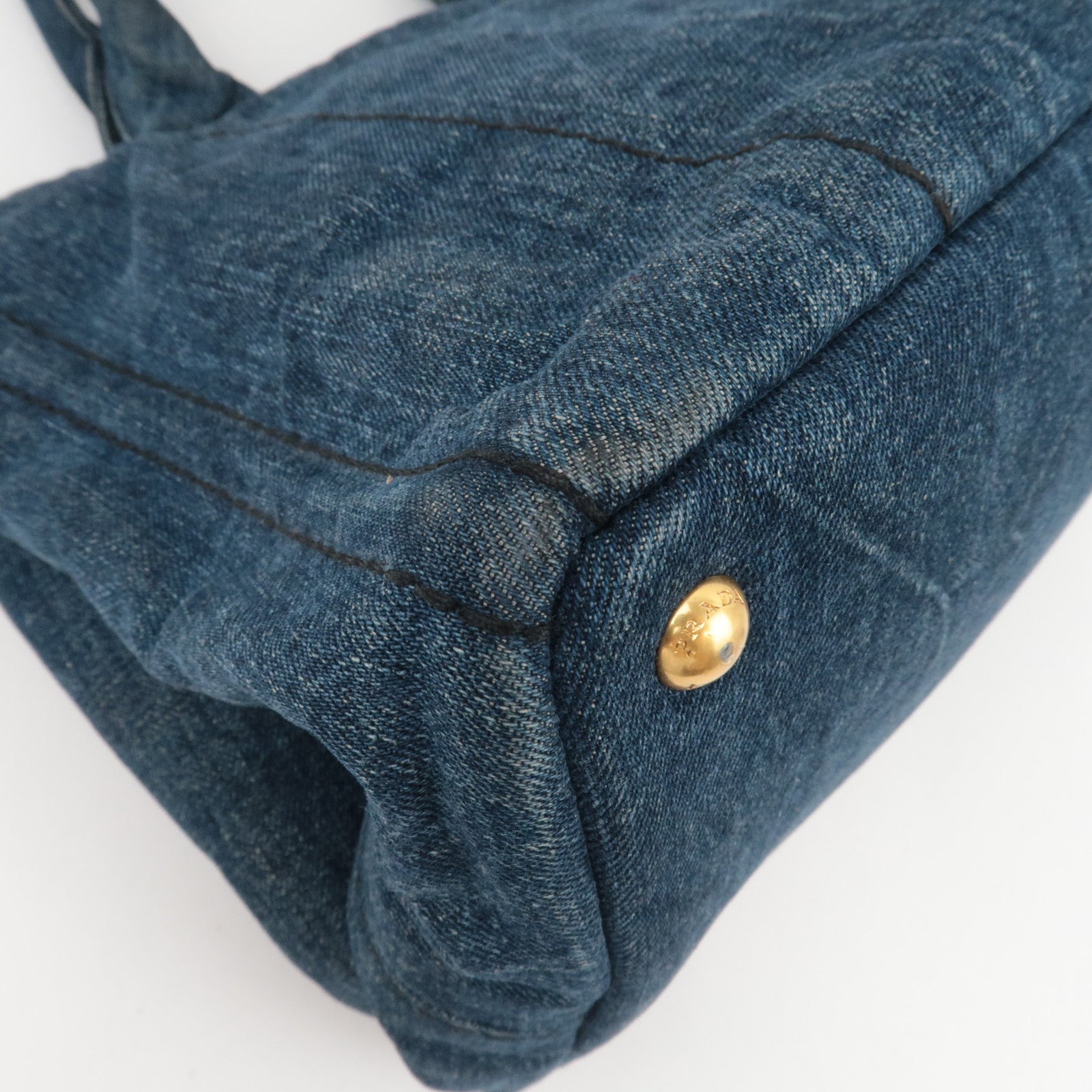 PRADA Canapa Tote Bag Denim Navy B1877B *G card