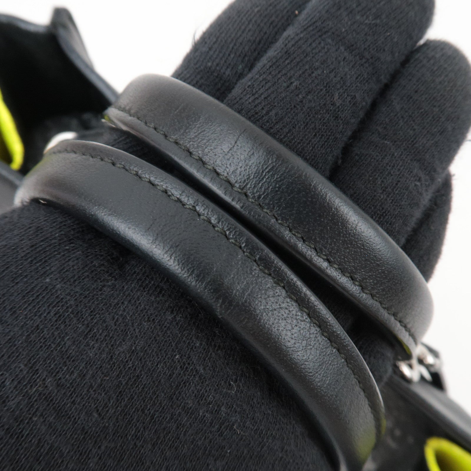 BALENCIAGA Paper A6 Zip-Around 2Way Bag Leather Black Neon Yellow 370926 *Strap