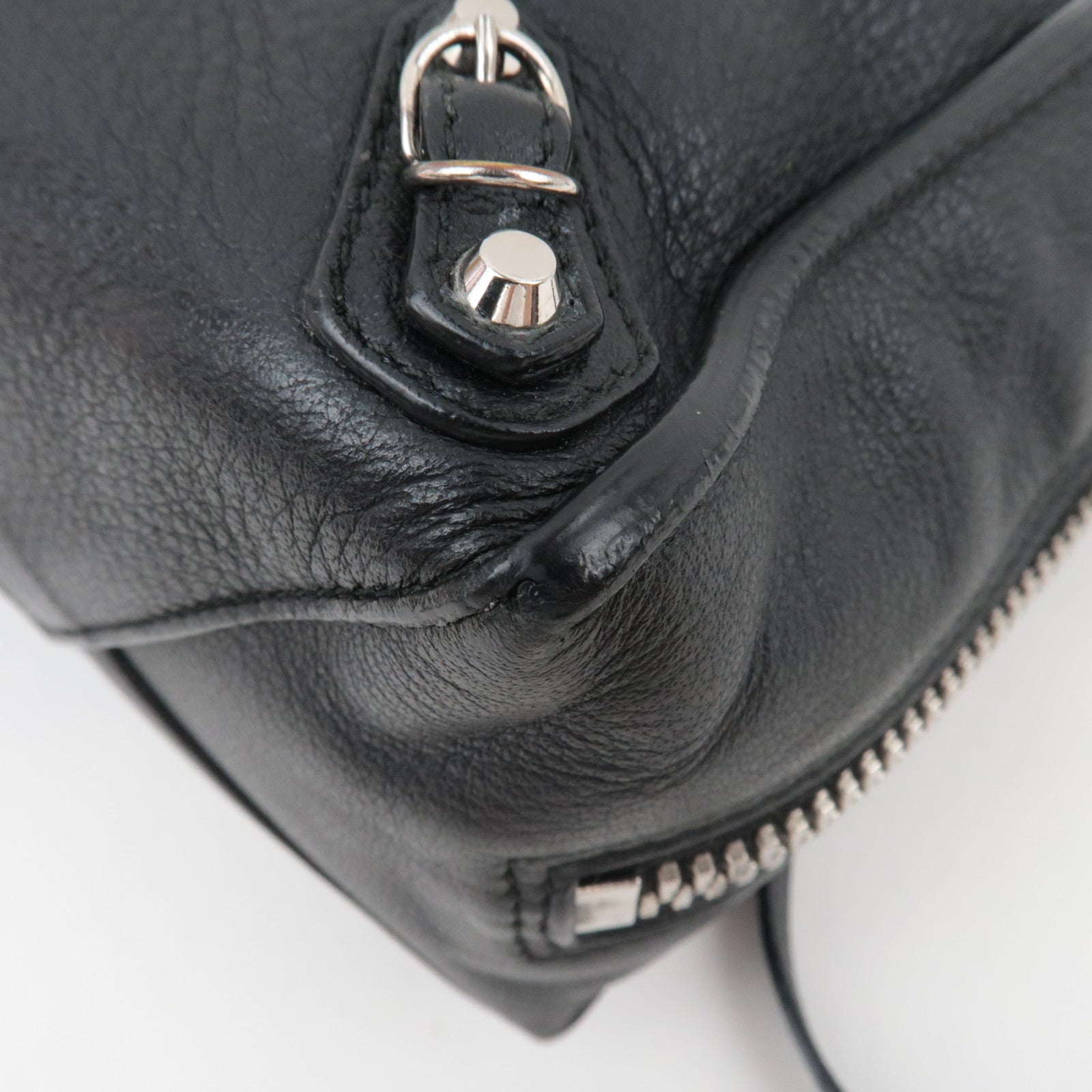 BALENCIAGA Paper A6 Zip-Around 2Way Bag Leather Black Neon Yellow 370926 *Strap