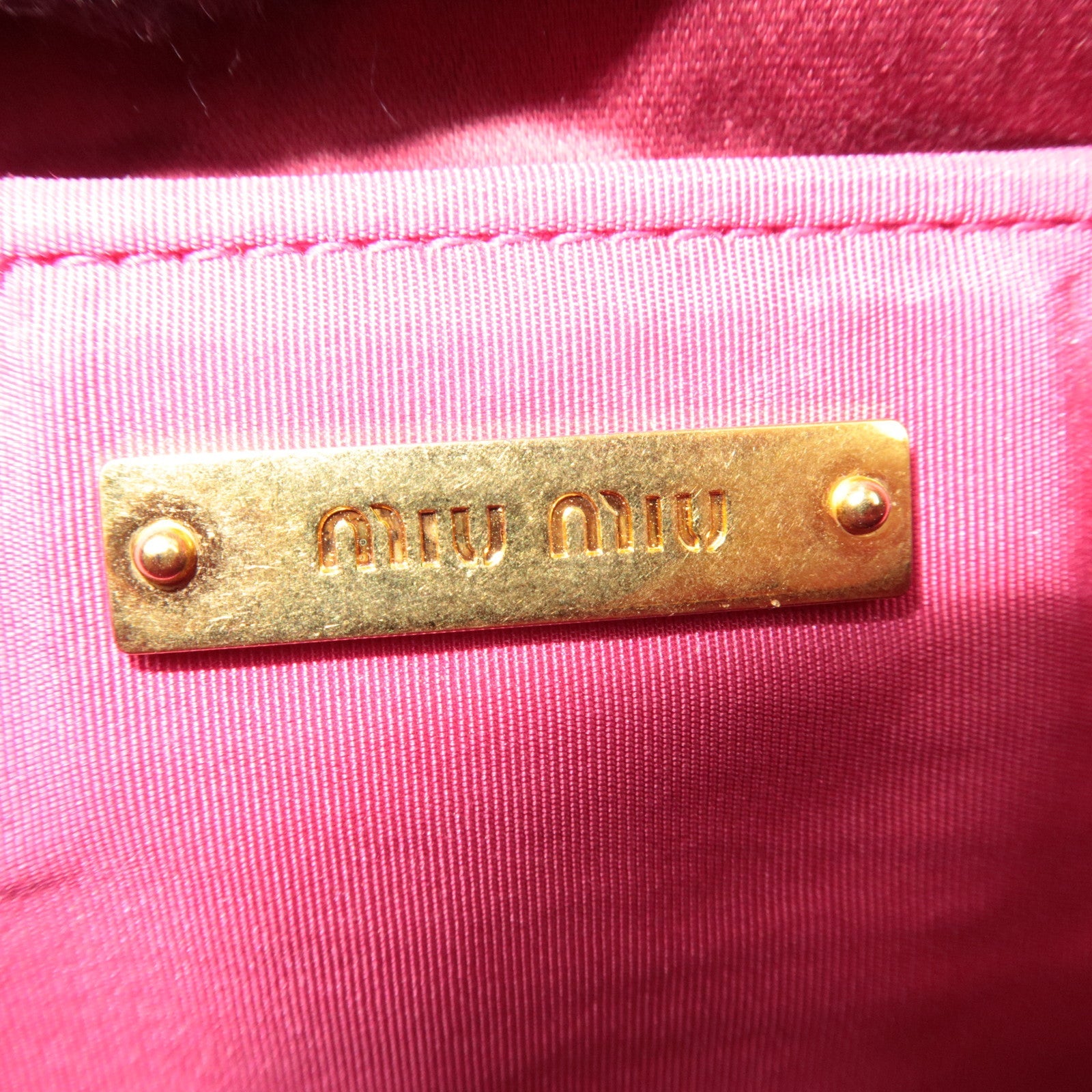MIU MIU Matelasse Pouch Nylon Pink