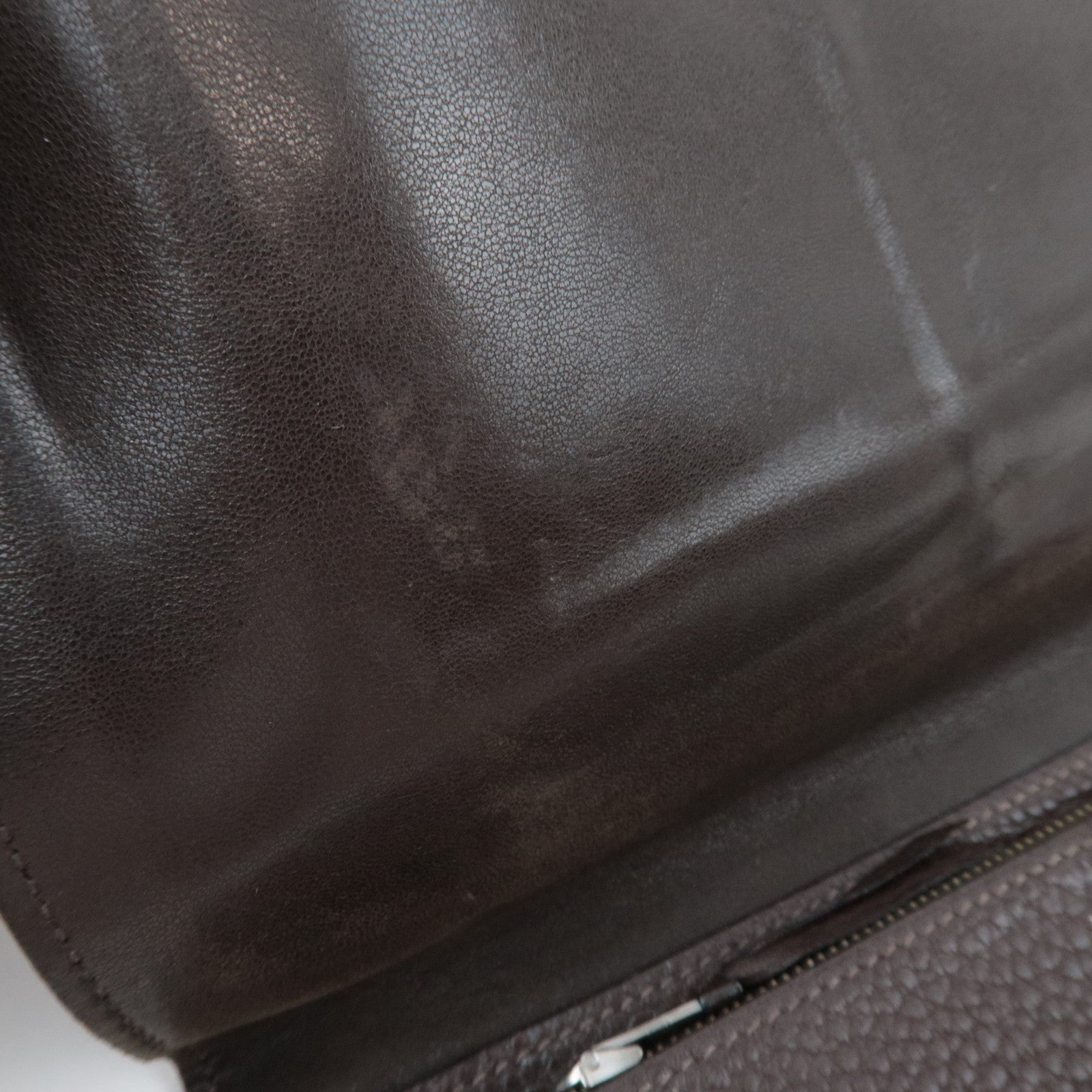 HERMES Dogon GM Taurillon Clemence Wallet Chocolate *Pouch