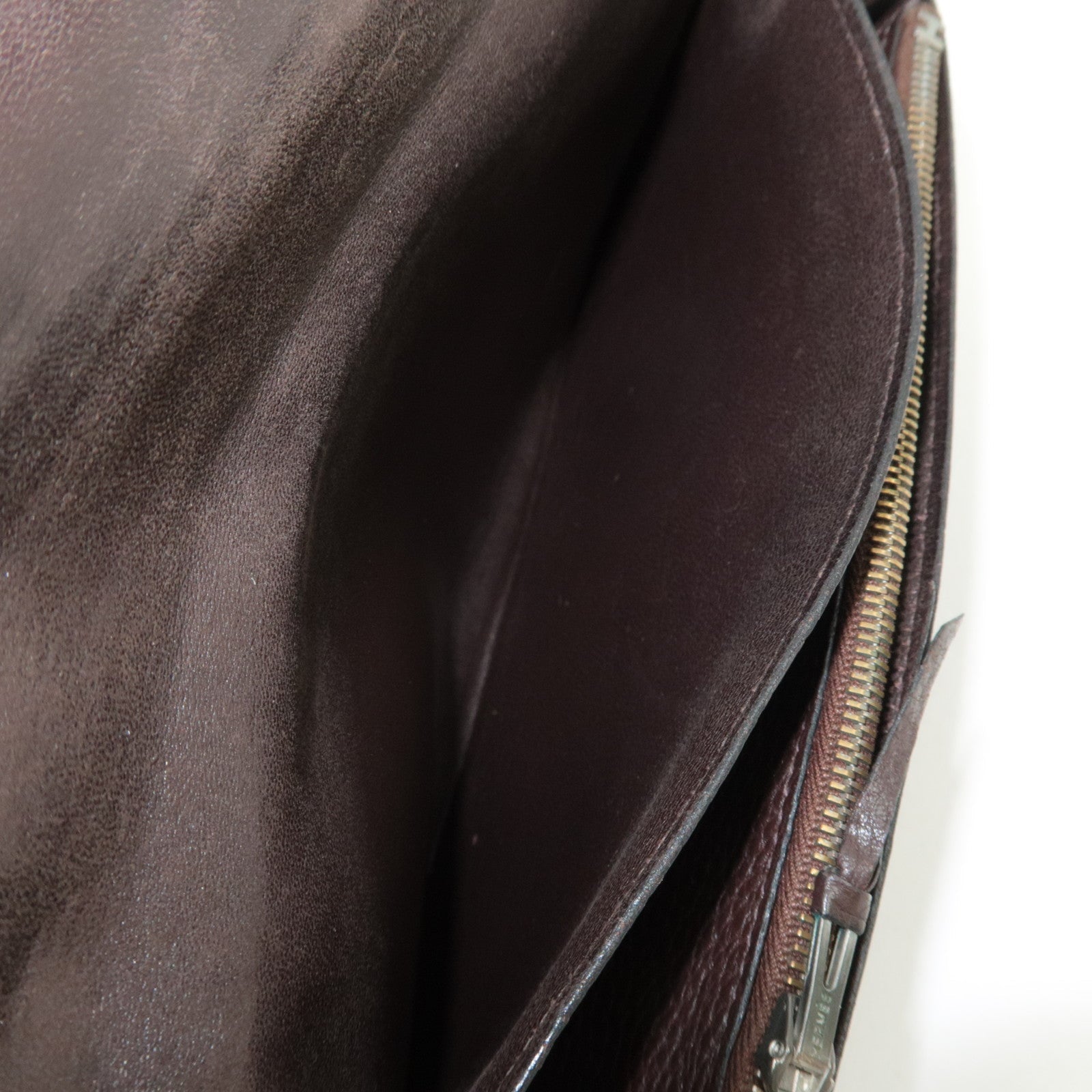 HERMES Dogon GM Taurillon Clemence Wallet Chocolate *Pouch