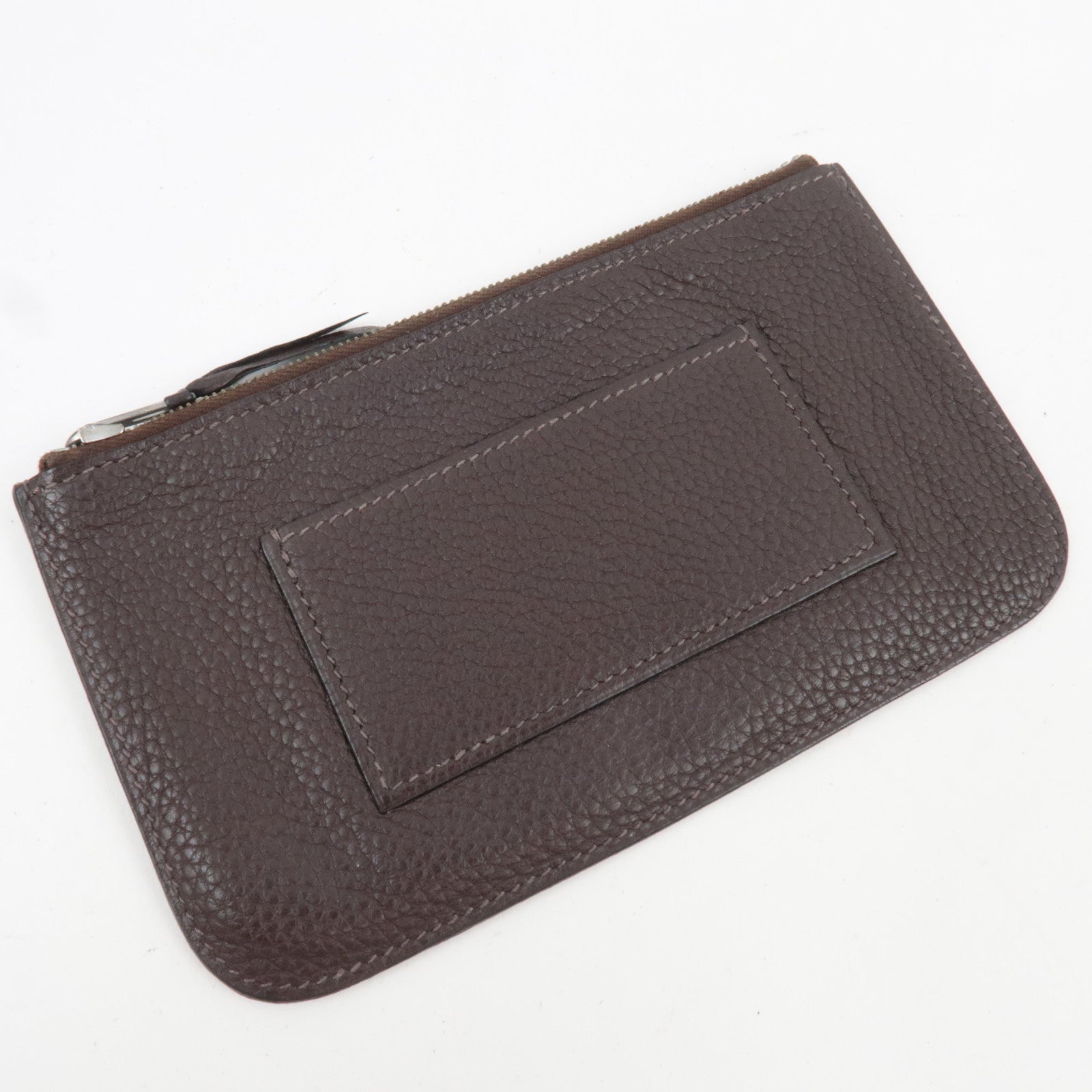 HERMES Dogon GM Taurillon Clemence Wallet Chocolate *Pouch