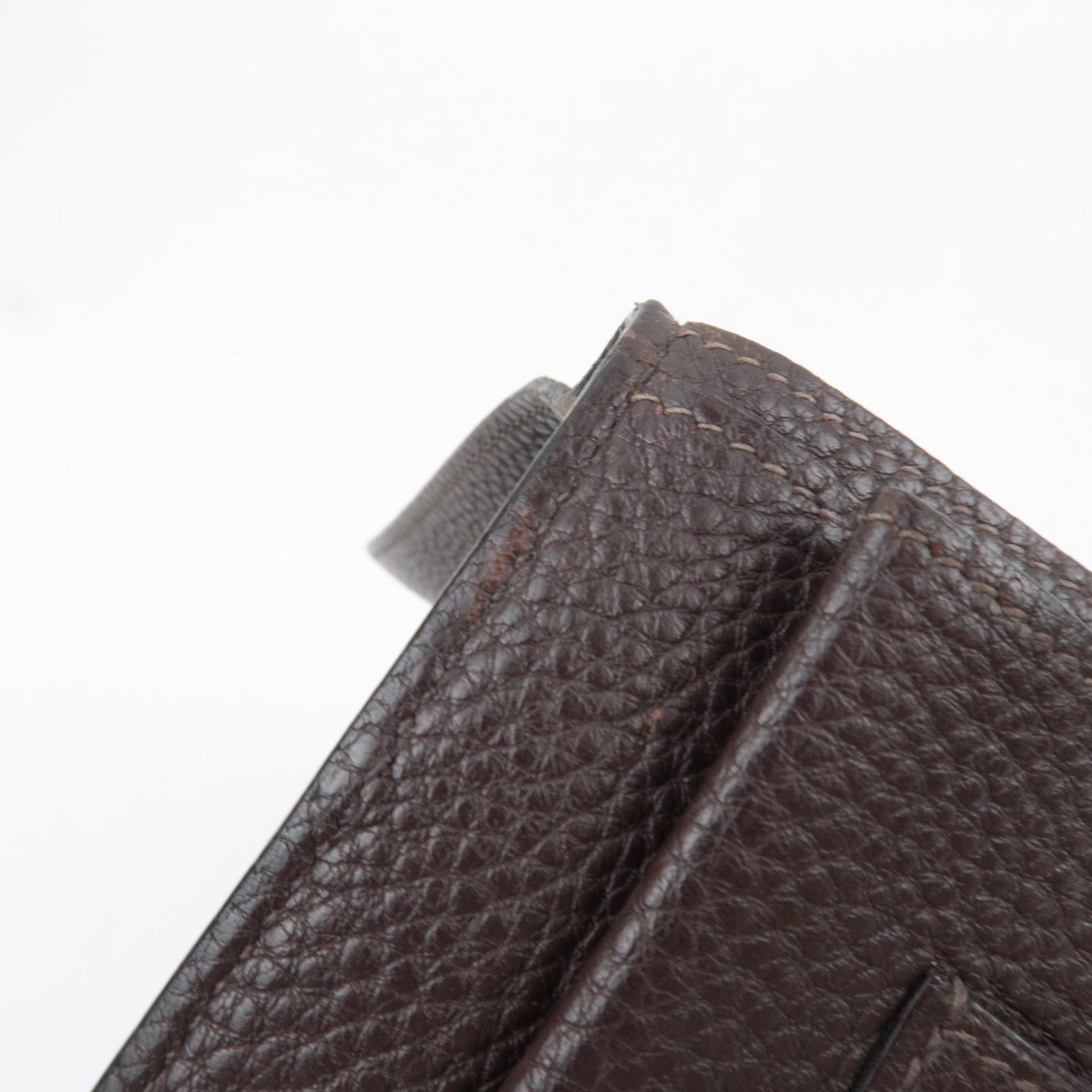 HERMES Dogon GM Taurillon Clemence Wallet Chocolate *Pouch