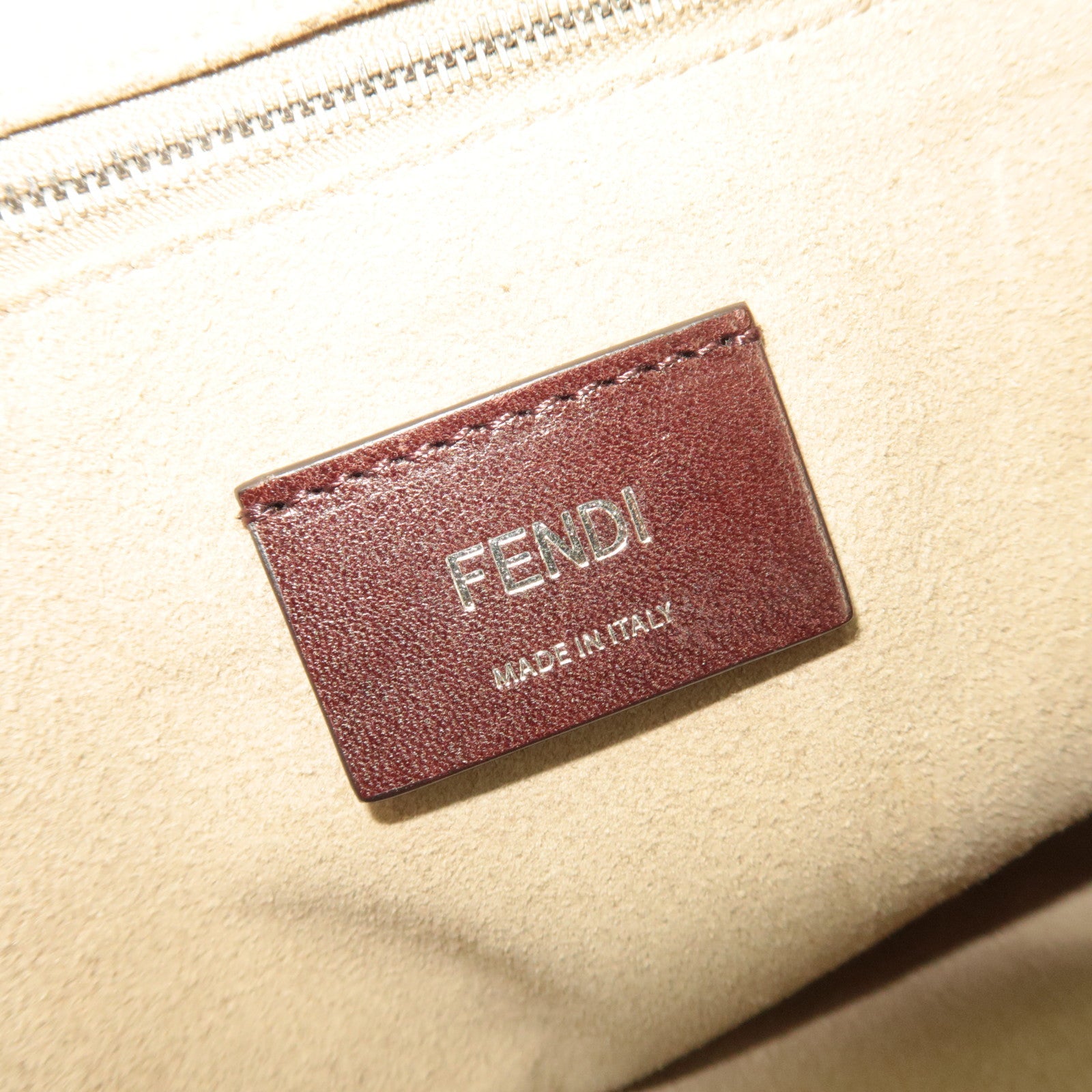 FENDI Logo Backpack Leather Brown 7VZ057