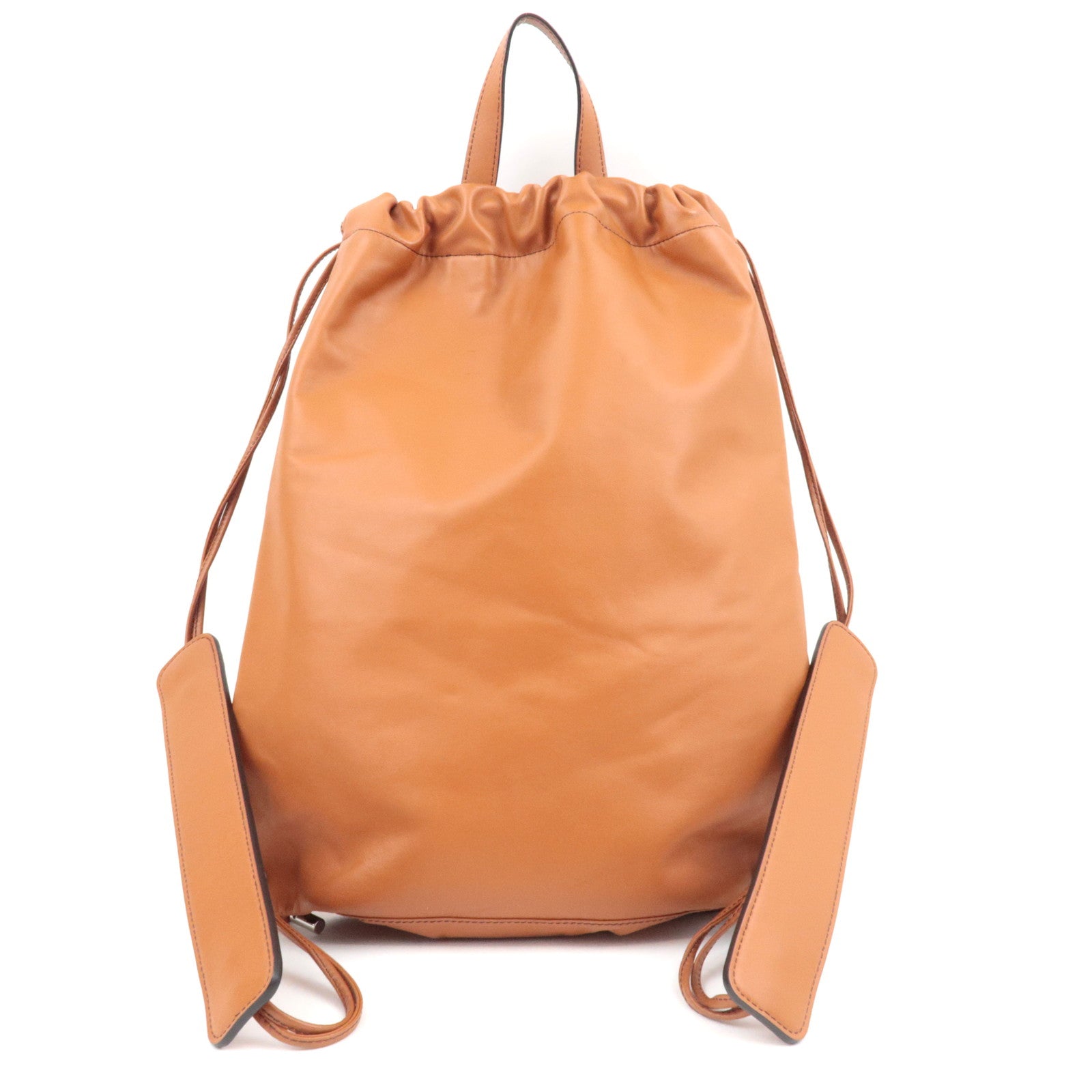 FENDI Logo Backpack Leather Brown 7VZ057