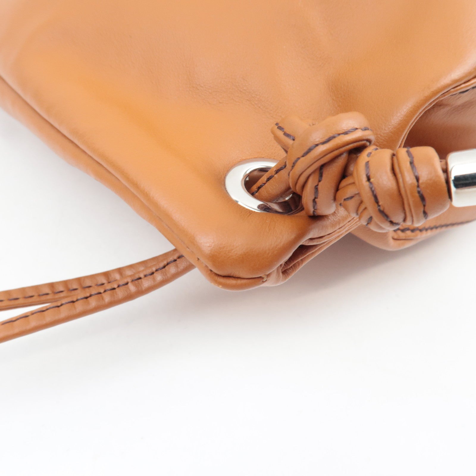 FENDI Logo Backpack Leather Brown 7VZ057