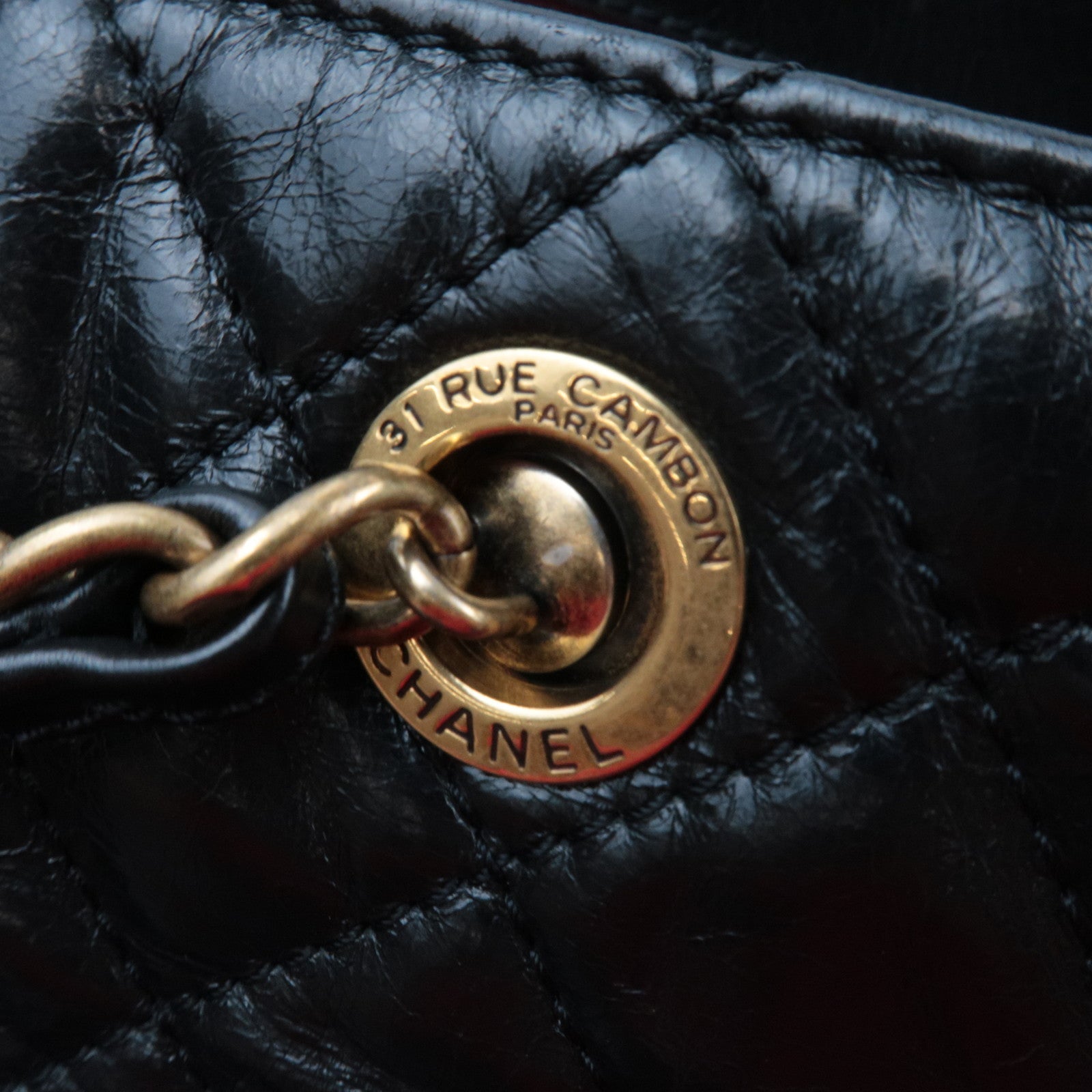 CHANEL Matelasse Chain Tote Bag Leather Black Gold HDW 20449651