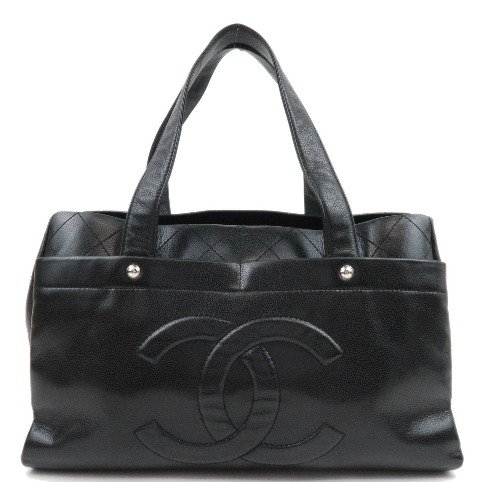 CHANEL Big Coco Mark Tote Bag Caviarskin Black 12959435 *G card, Dust bag, Pouch82183