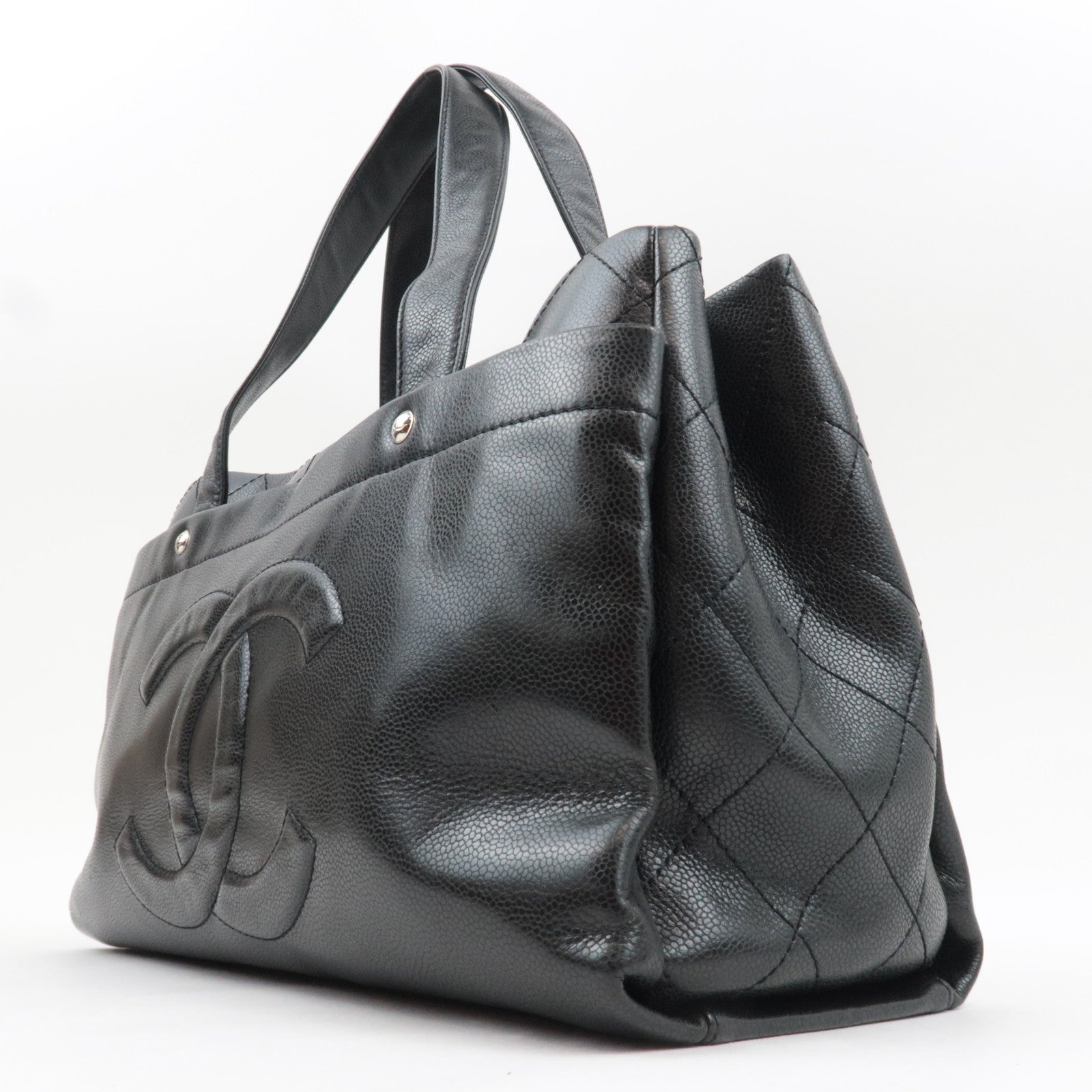 CHANEL Big Coco Mark Tote Bag Caviarskin Black 12959435 *G card, Dust bag, Pouch