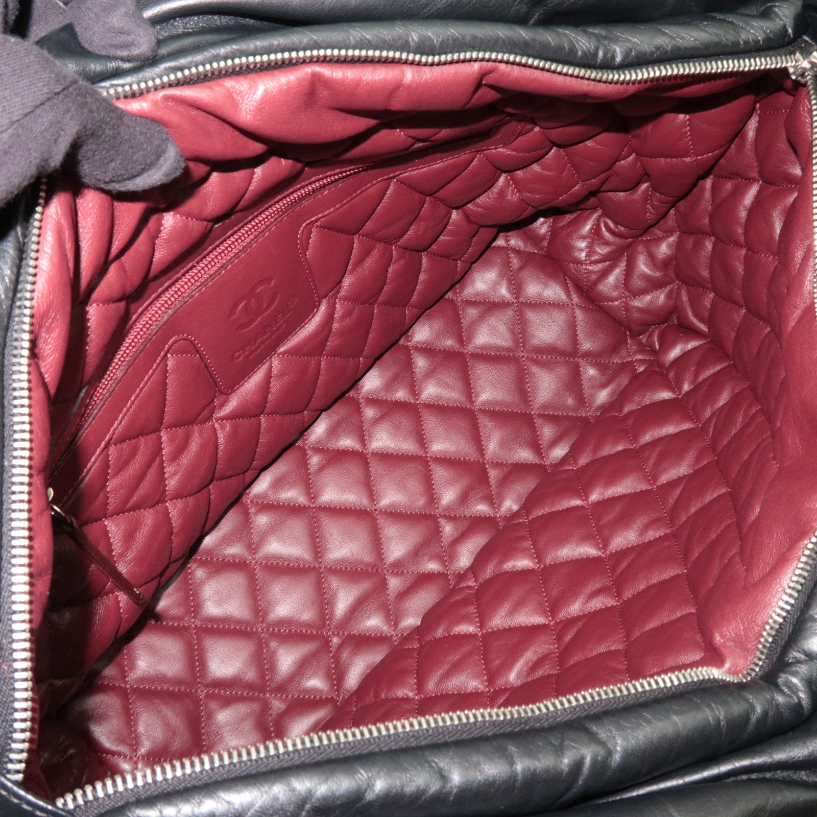 CHANEL Coco Cocoon Tote Bag Leather Black Silver HDW 14052139