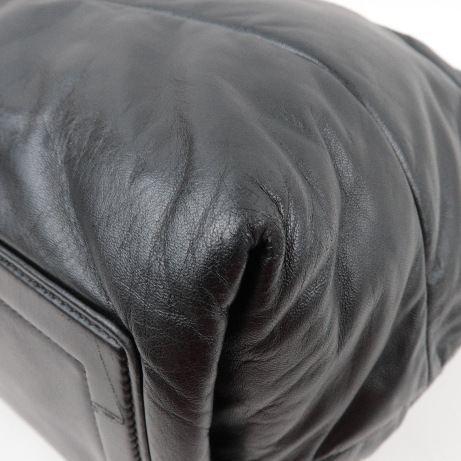 CHANEL Coco Cocoon Tote Bag Leather Black Silver HDW 14052139