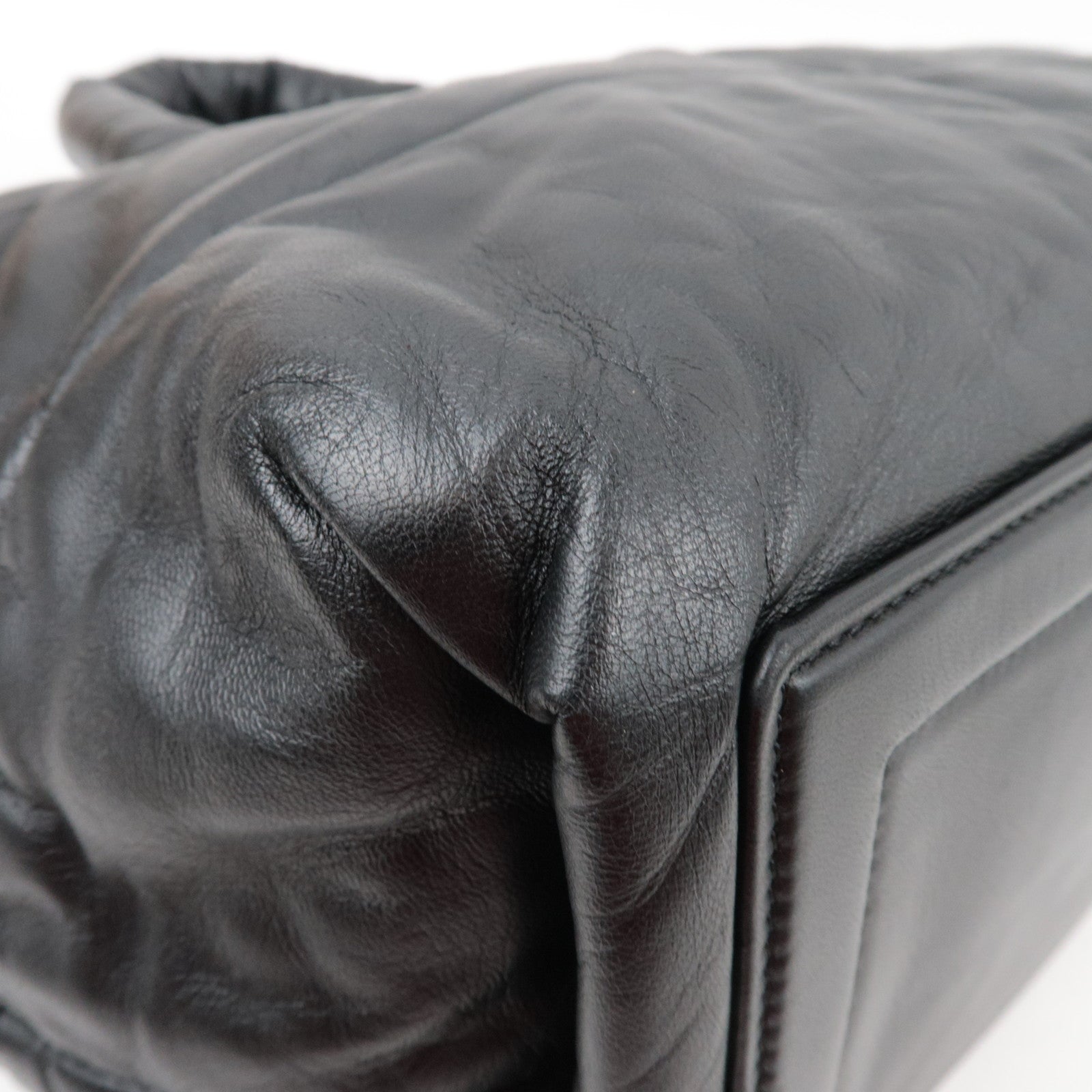 CHANEL Coco Cocoon Tote Bag Leather Black Silver HDW 14052139