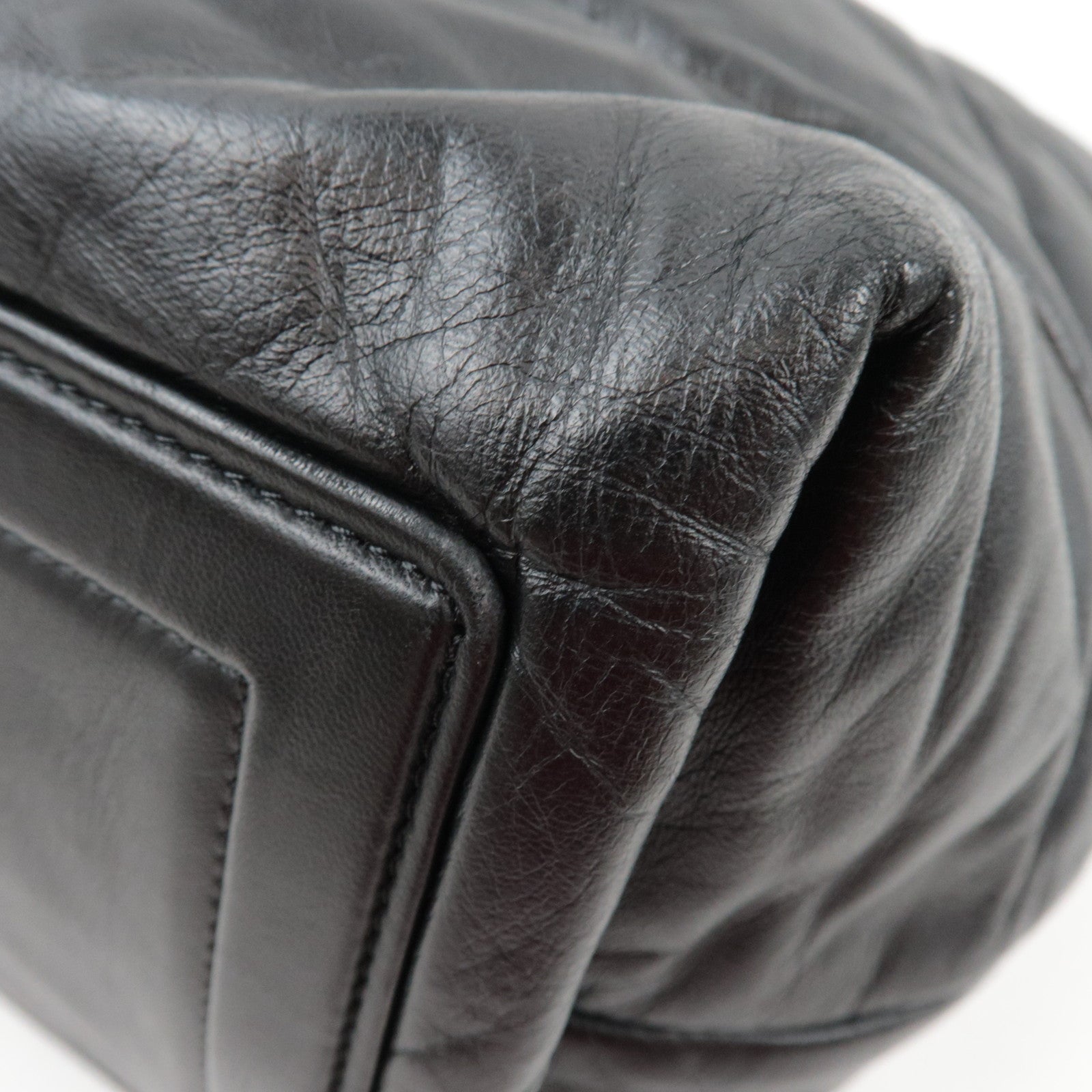 CHANEL Coco Cocoon Tote Bag Leather Black Silver HDW 14052139