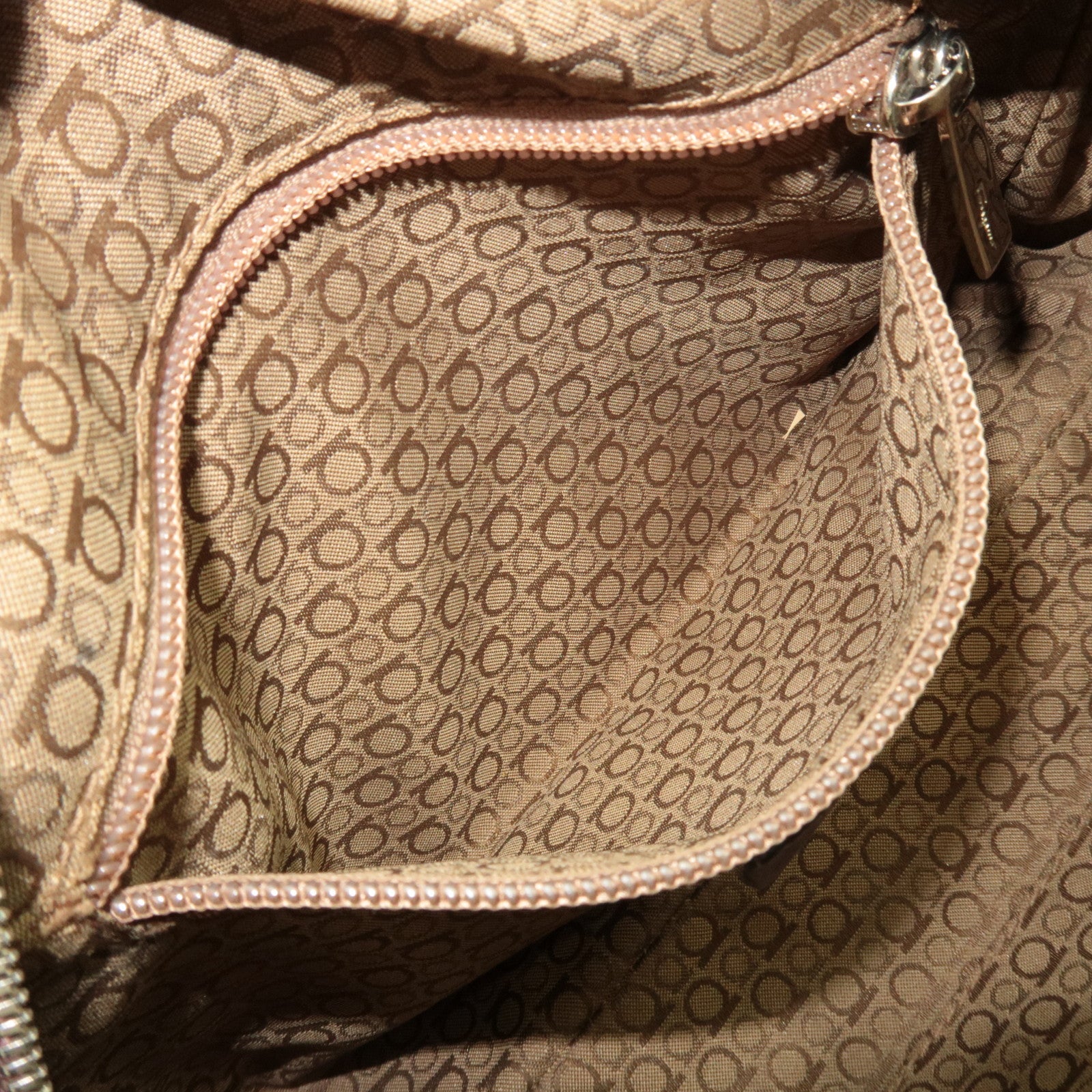 Ferragamo Gancini 2Way Handbag Leather Brown *Strap