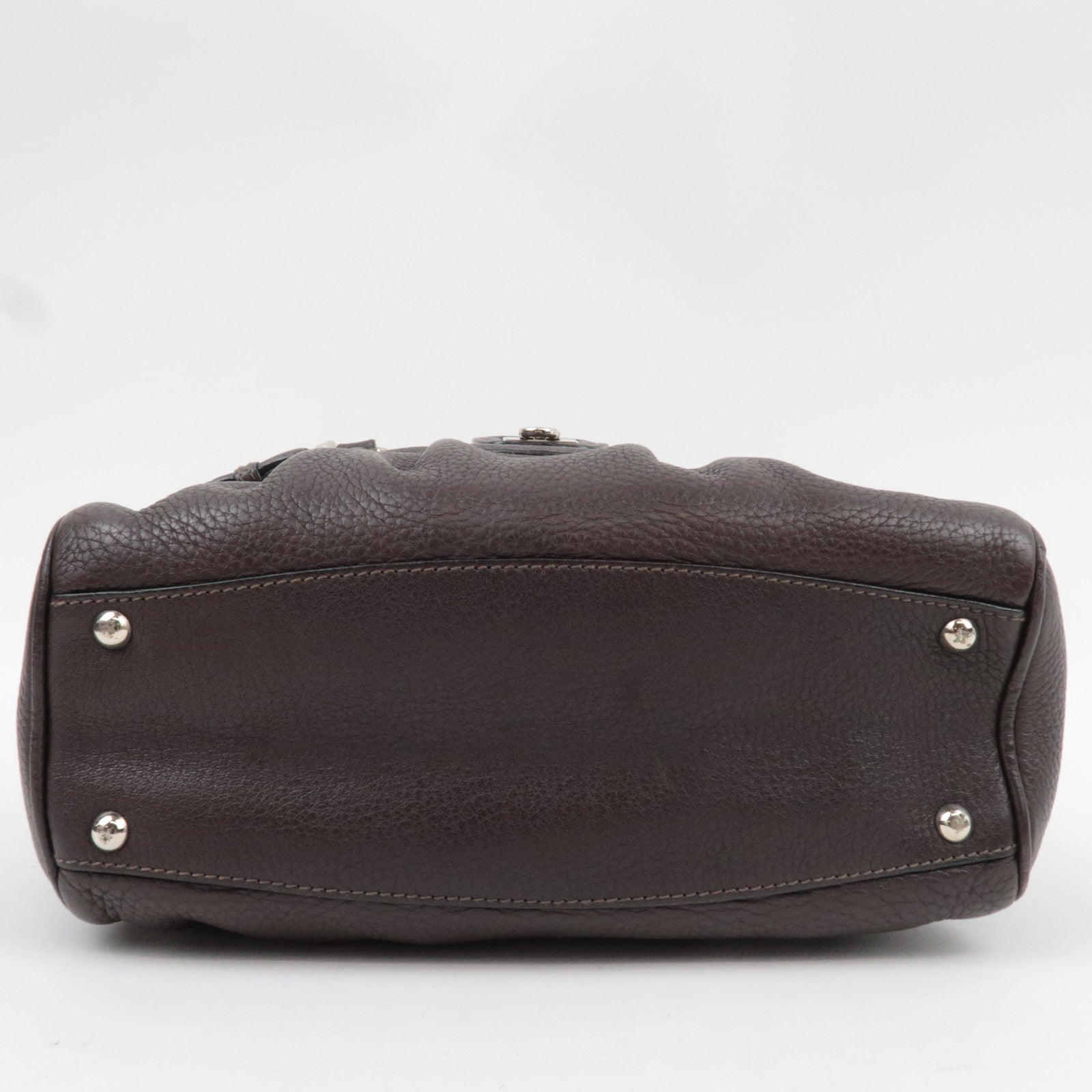 Ferragamo Gancini 2Way Handbag Leather Brown *Strap