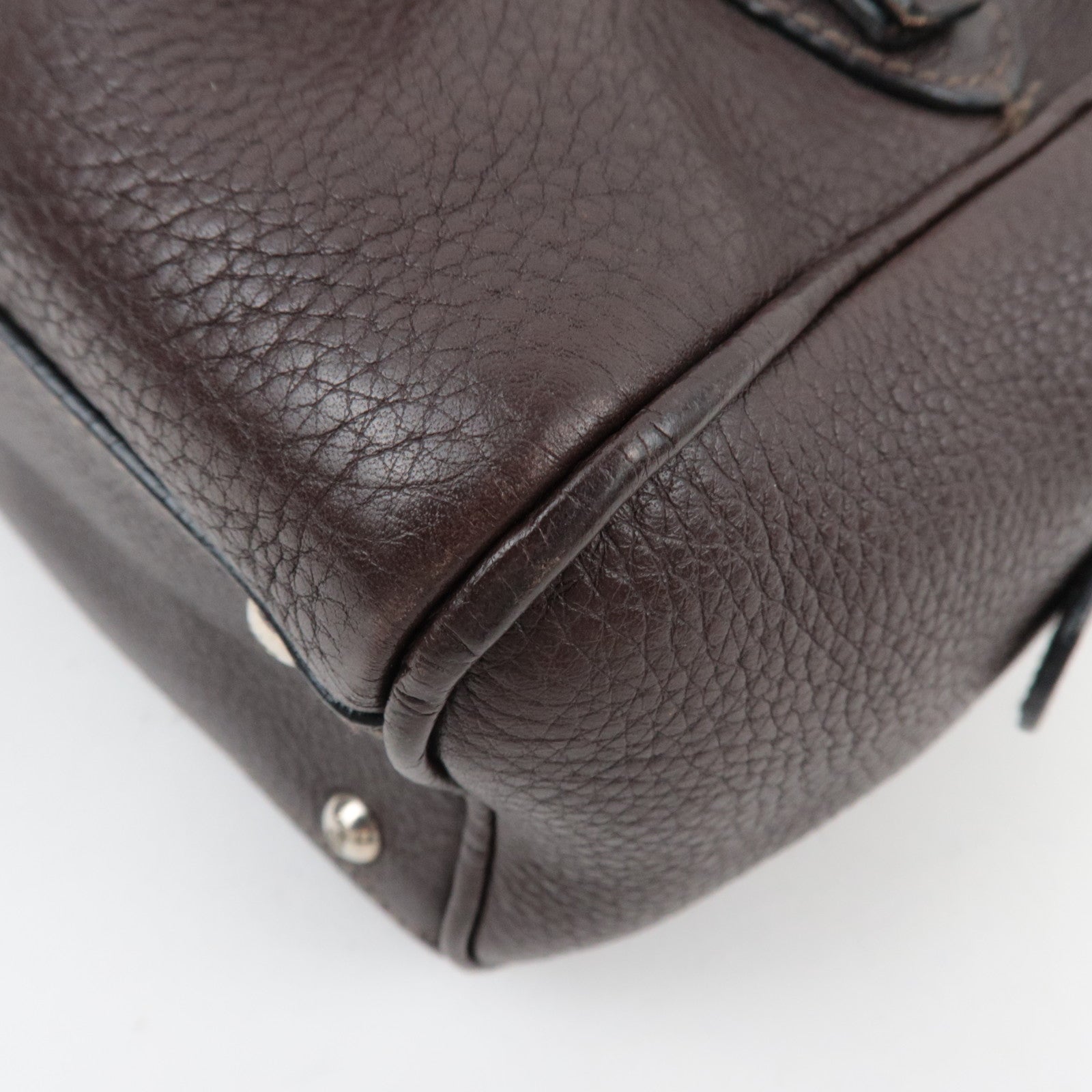 Ferragamo Gancini 2Way Handbag Leather Brown *Strap