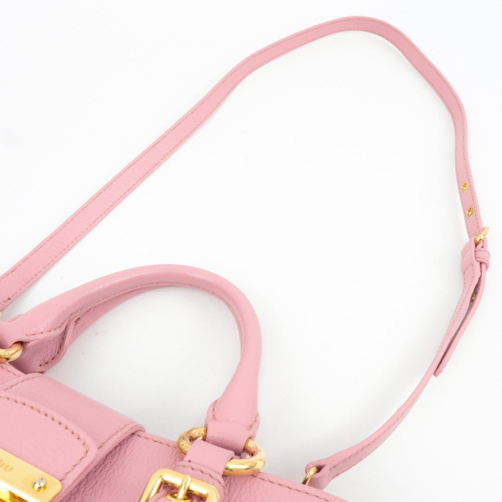 MIU MIU Madras 2Way Handbag Leather Pink