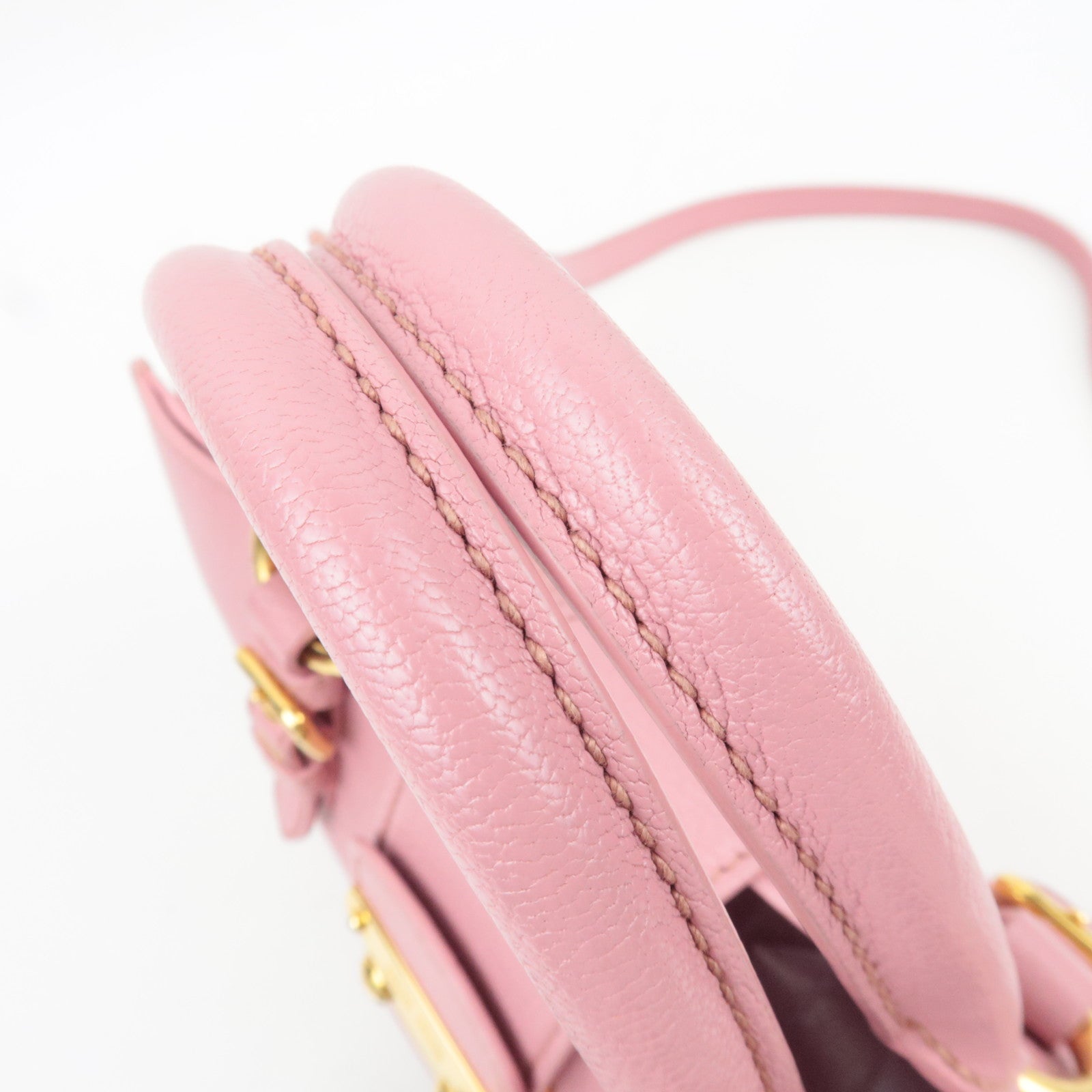 MIU MIU Madras 2Way Handbag Leather Pink