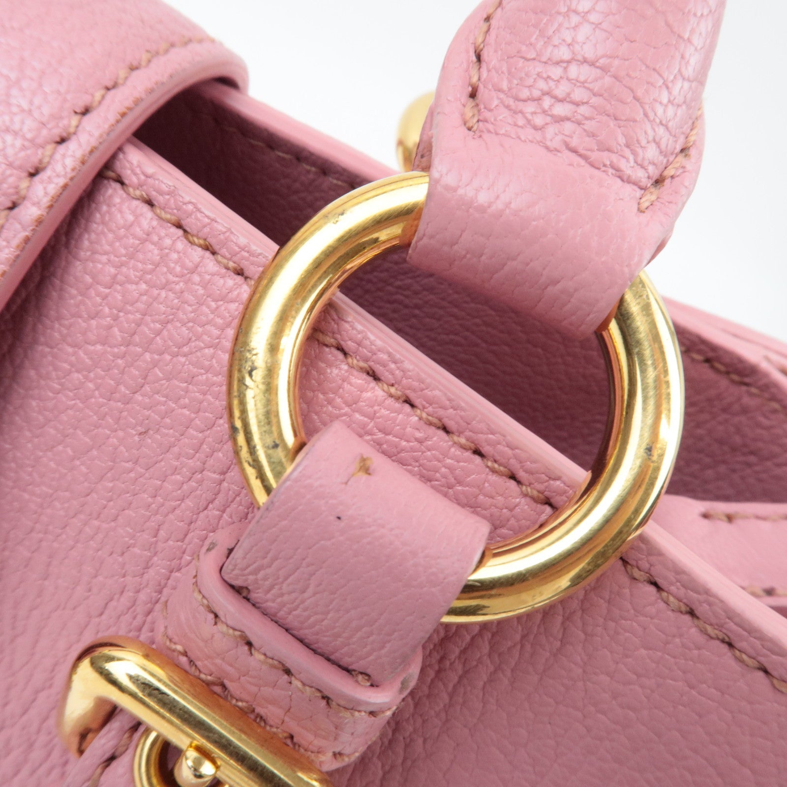 MIU MIU Madras 2Way Handbag Leather Pink