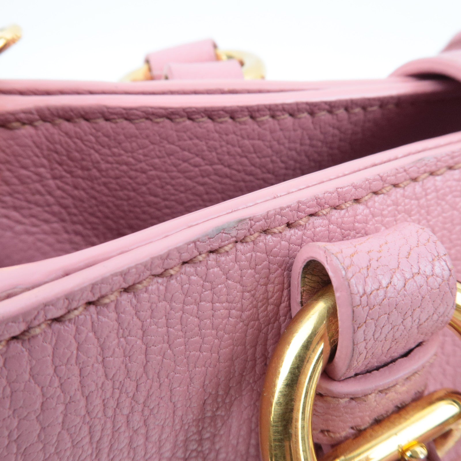 MIU MIU Madras 2Way Handbag Leather Pink
