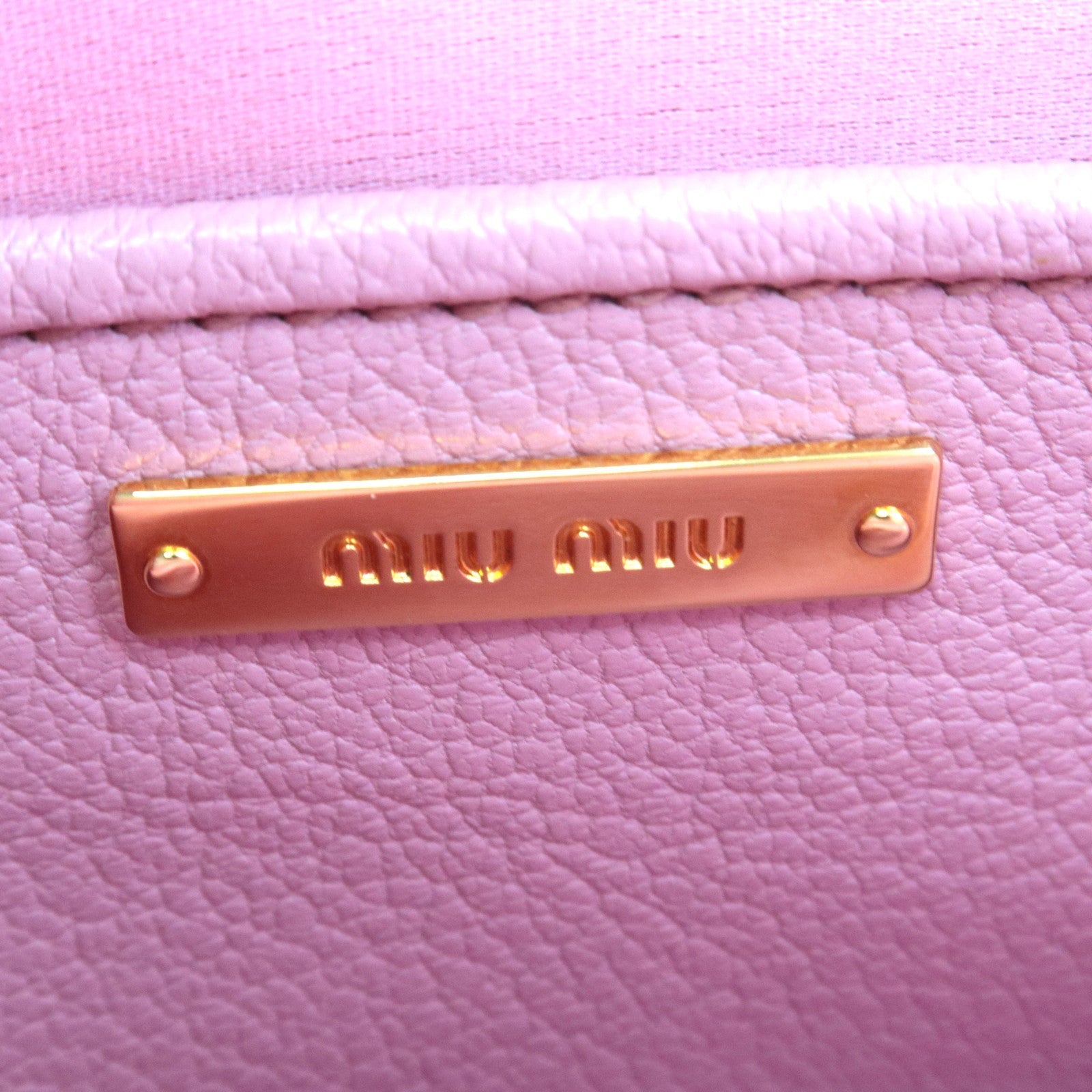 MIU MIU Madras 2Way Handbag Leather Pink