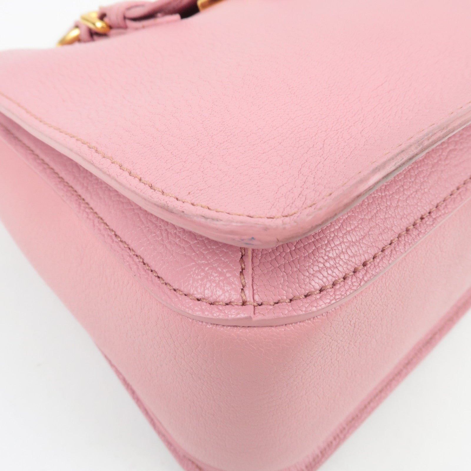 MIU MIU Madras 2Way Handbag Leather Pink