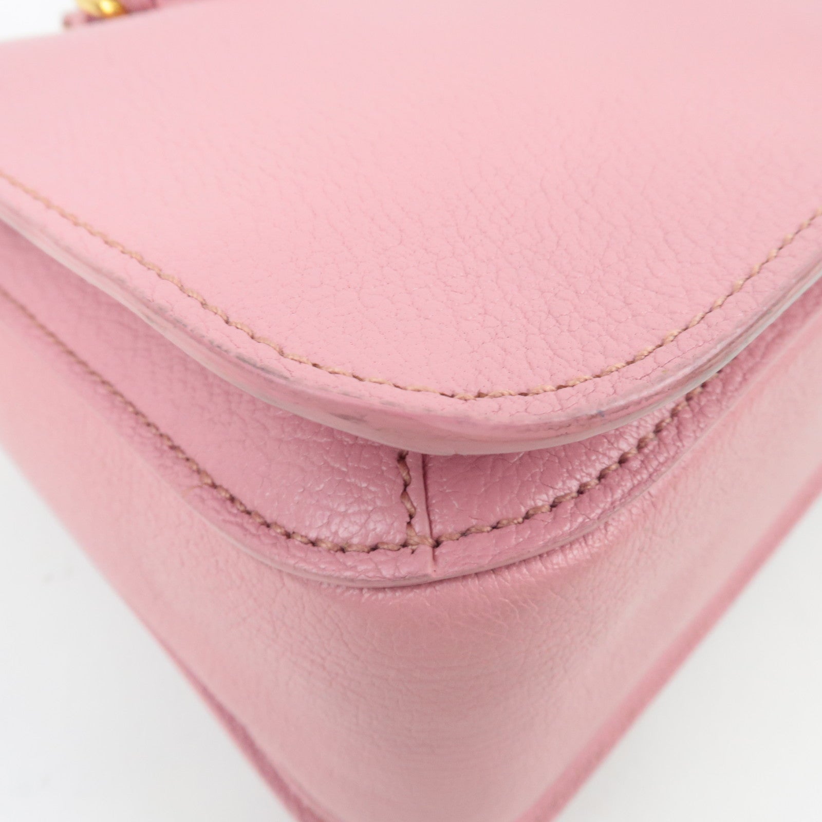 MIU MIU Madras 2Way Handbag Leather Pink