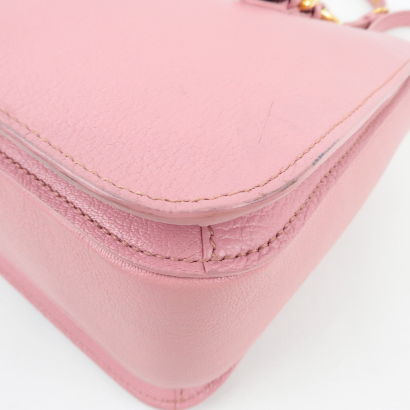 MIU MIU Madras 2Way Handbag Leather Pink