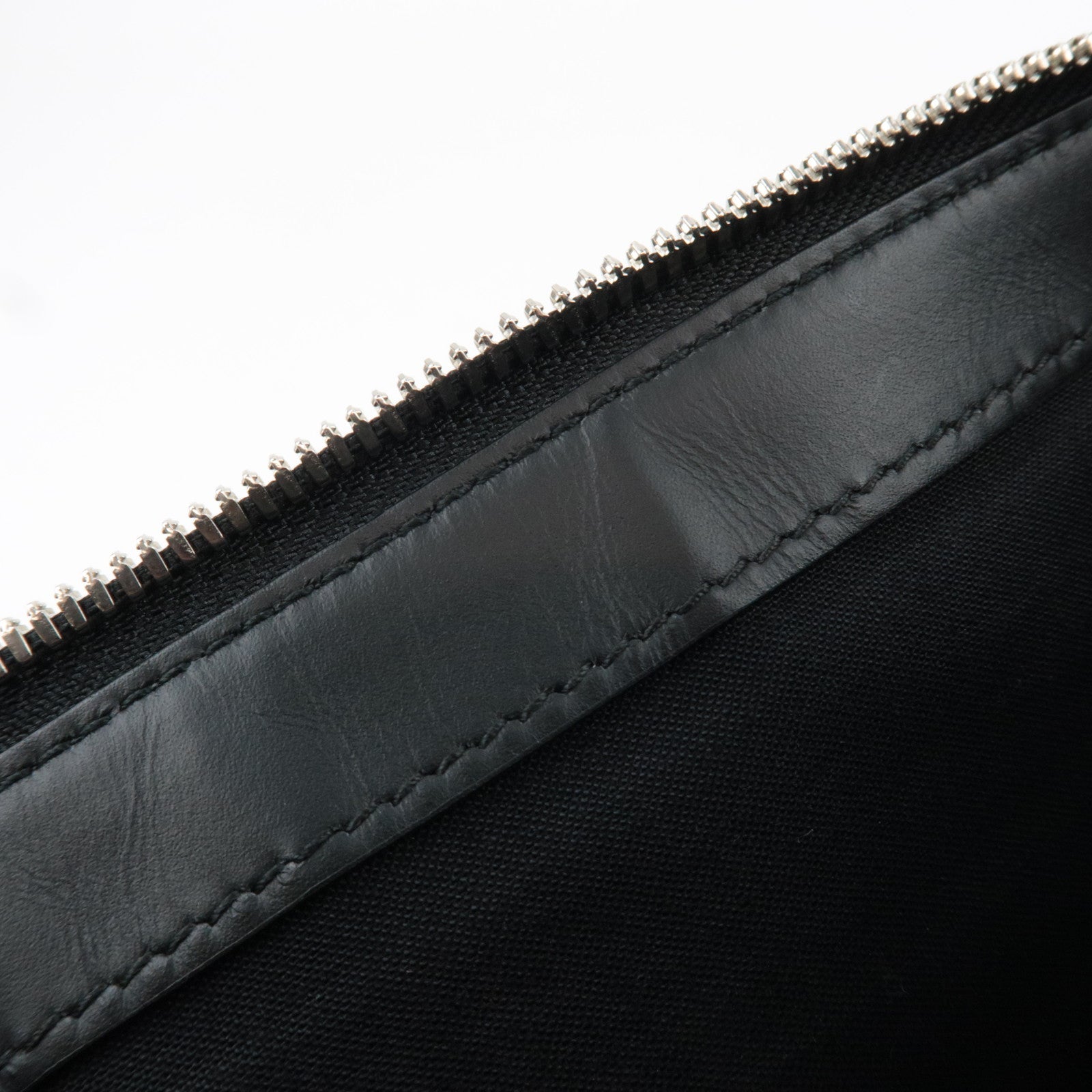 BALENCIAGA Navy Clutch Bag Canvas Leather Ivory Black 420407