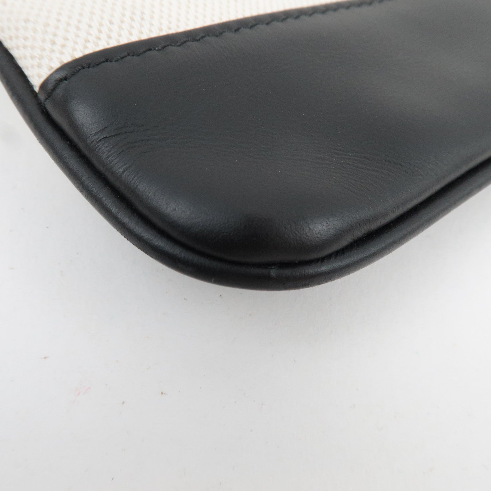 BALENCIAGA Navy Clutch Bag Canvas Leather Ivory Black 420407