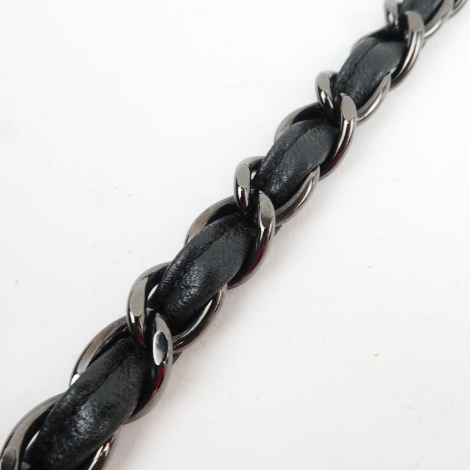 CHANEL Studs Coco Mark Chain Shoulder Bag Leather Black 12341648 *G card