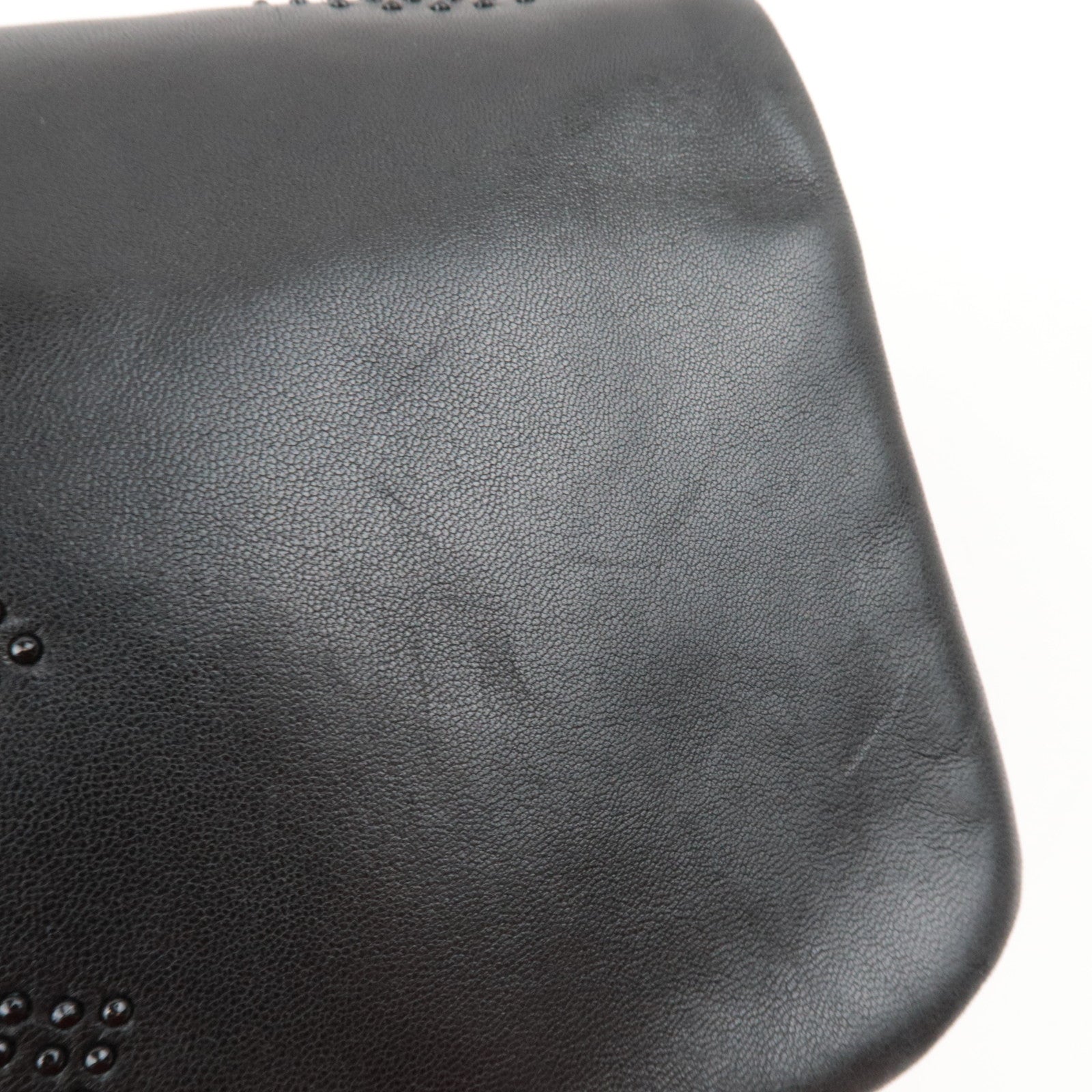 CHANEL Studs Coco Mark Chain Shoulder Bag Leather Black 12341648 *G card