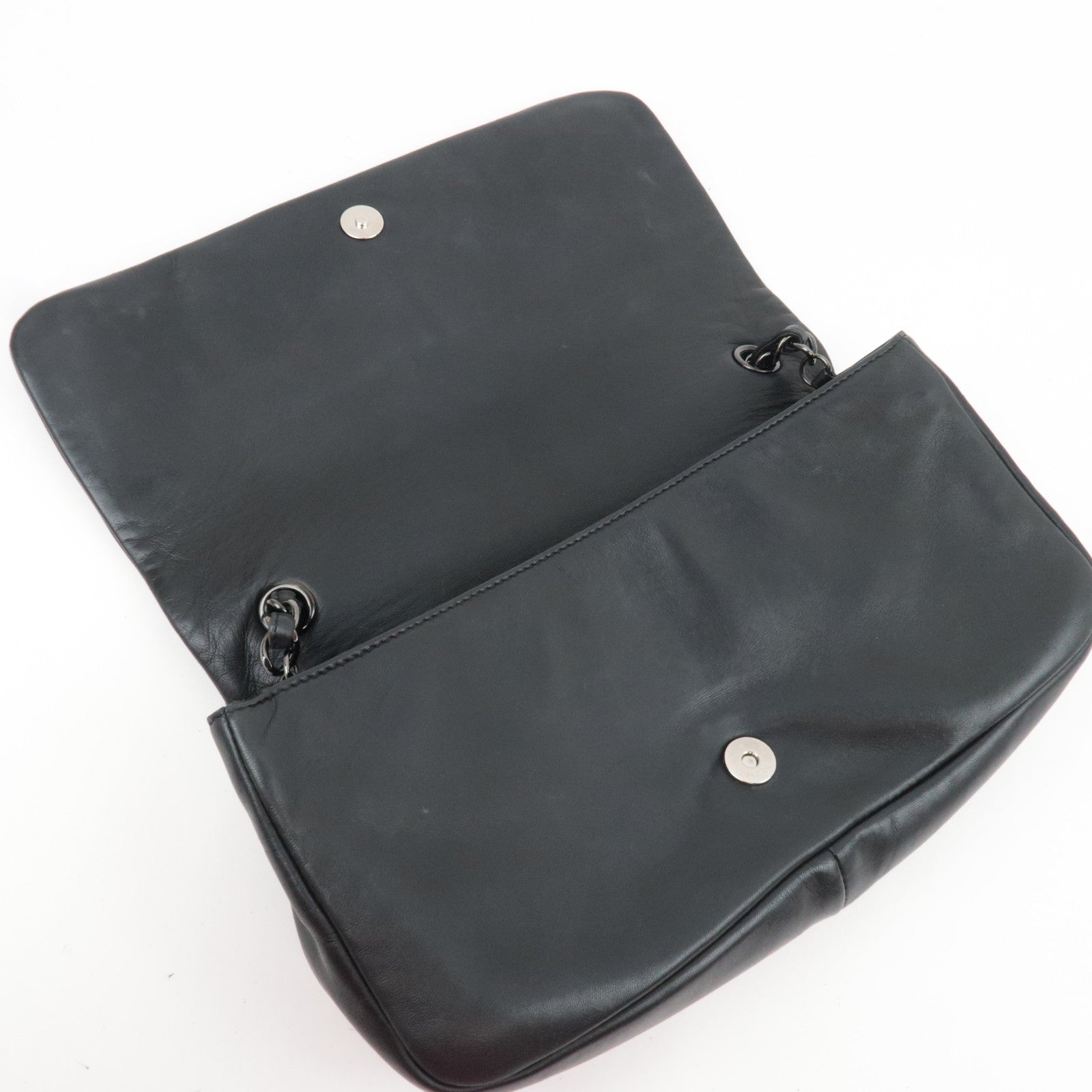 CHANEL Studs Coco Mark Chain Shoulder Bag Leather Black 12341648 *G card