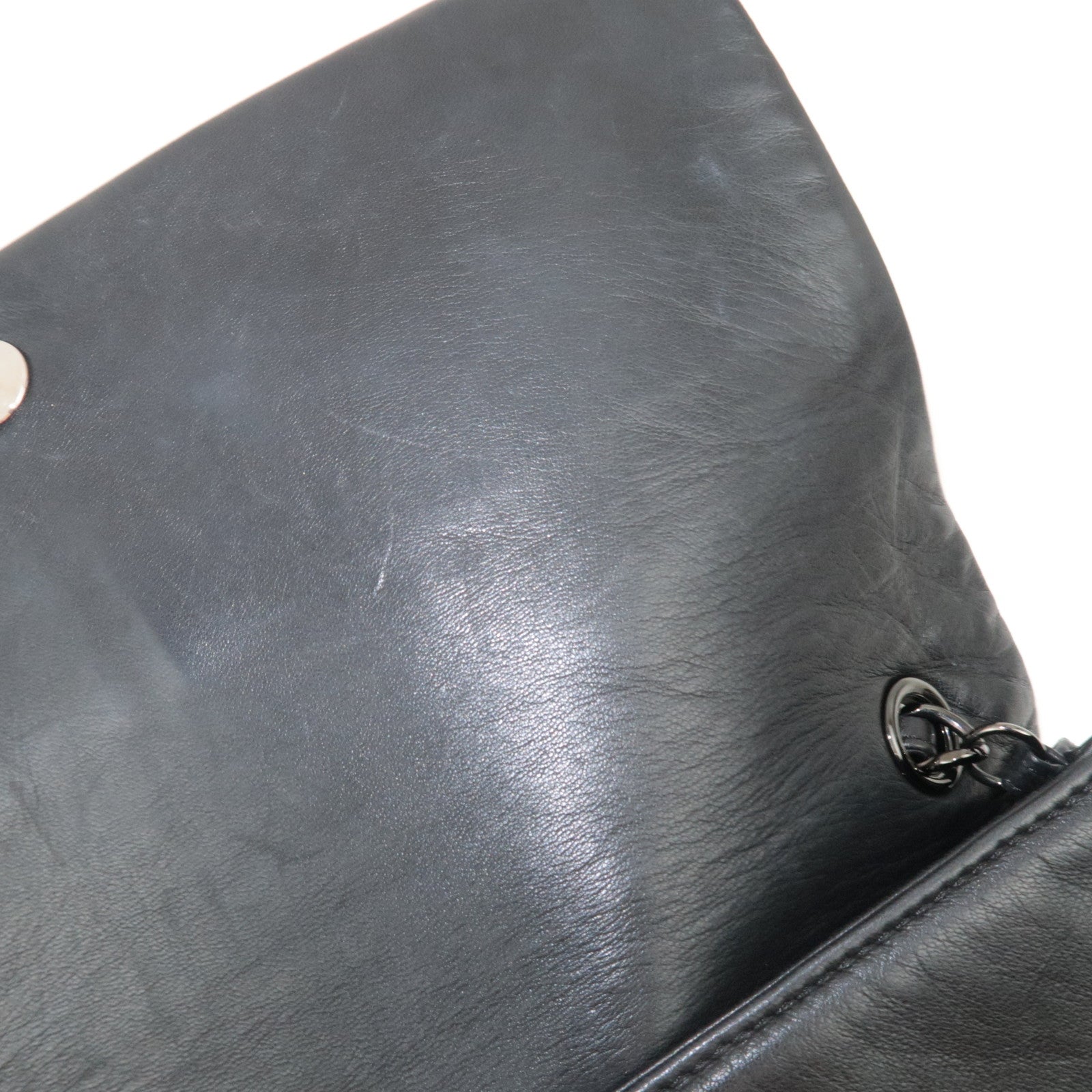 CHANEL Studs Coco Mark Chain Shoulder Bag Leather Black 12341648 *G card