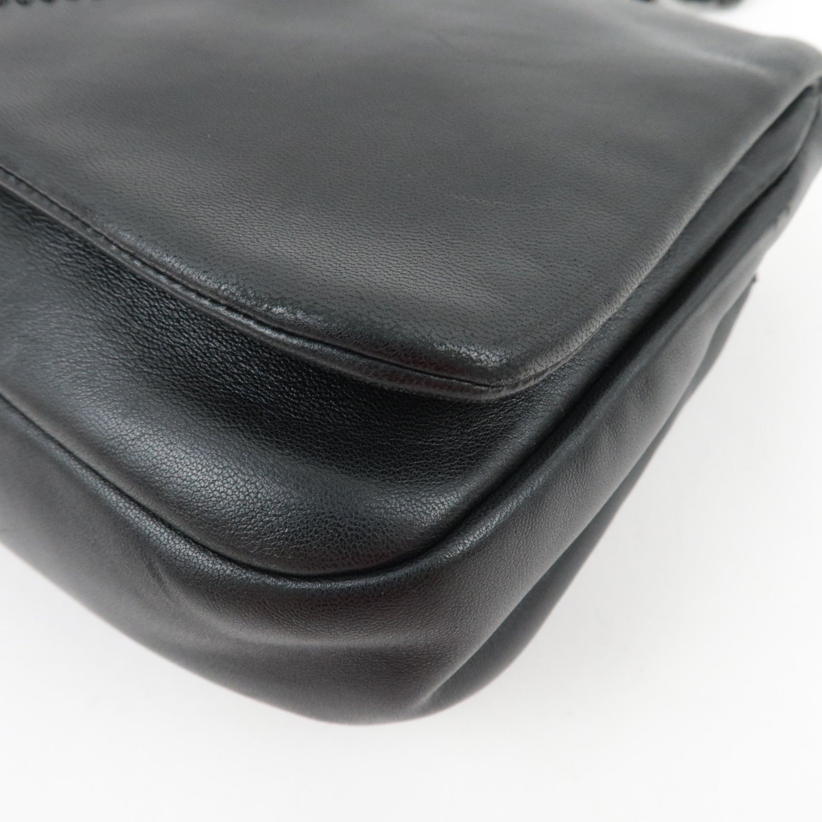 CHANEL Studs Coco Mark Chain Shoulder Bag Leather Black 12341648 *G card